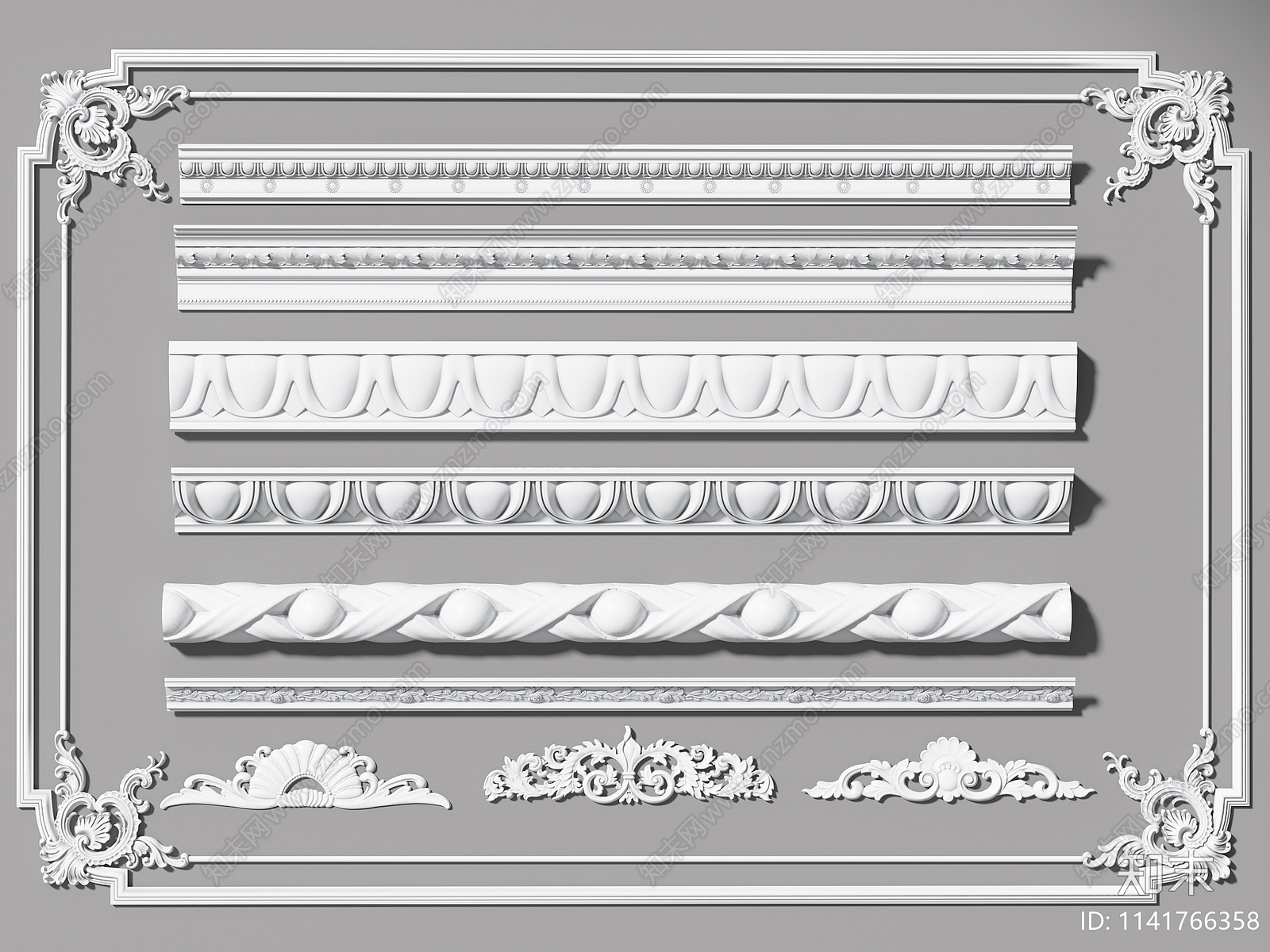 欧式石膏线3D模型下载【ID:1141766358】