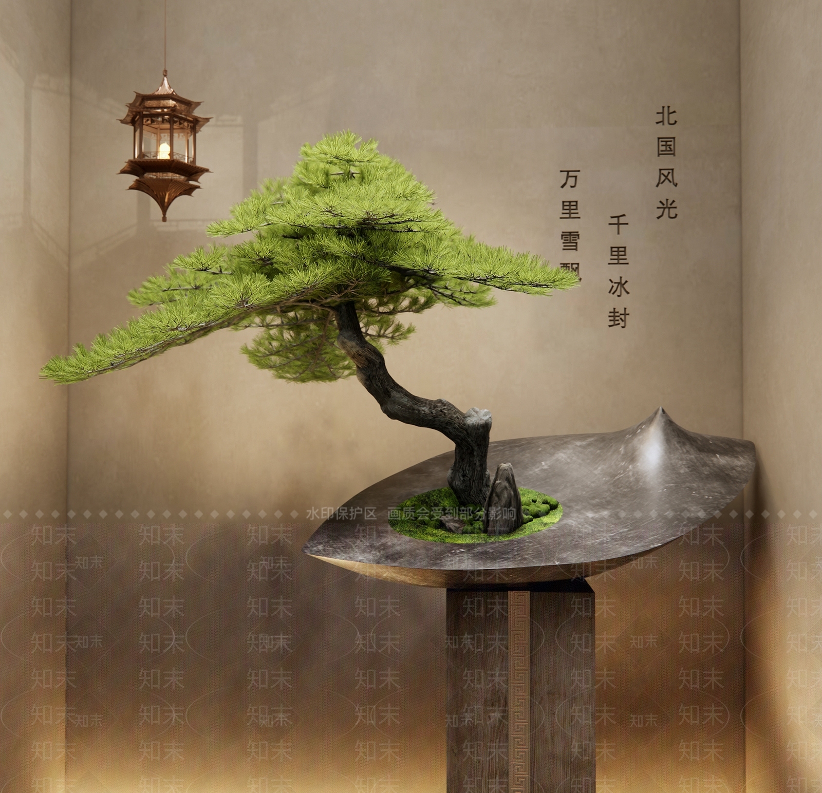 罗汉松盆景3D模型下载【ID:1142658207】