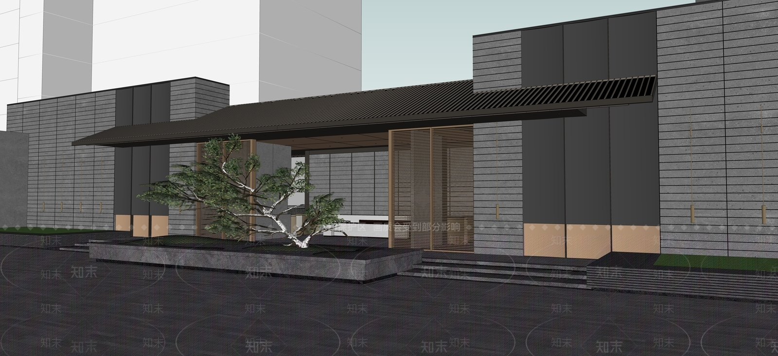 新中式小区大门SU模型下载【ID:1141769798】