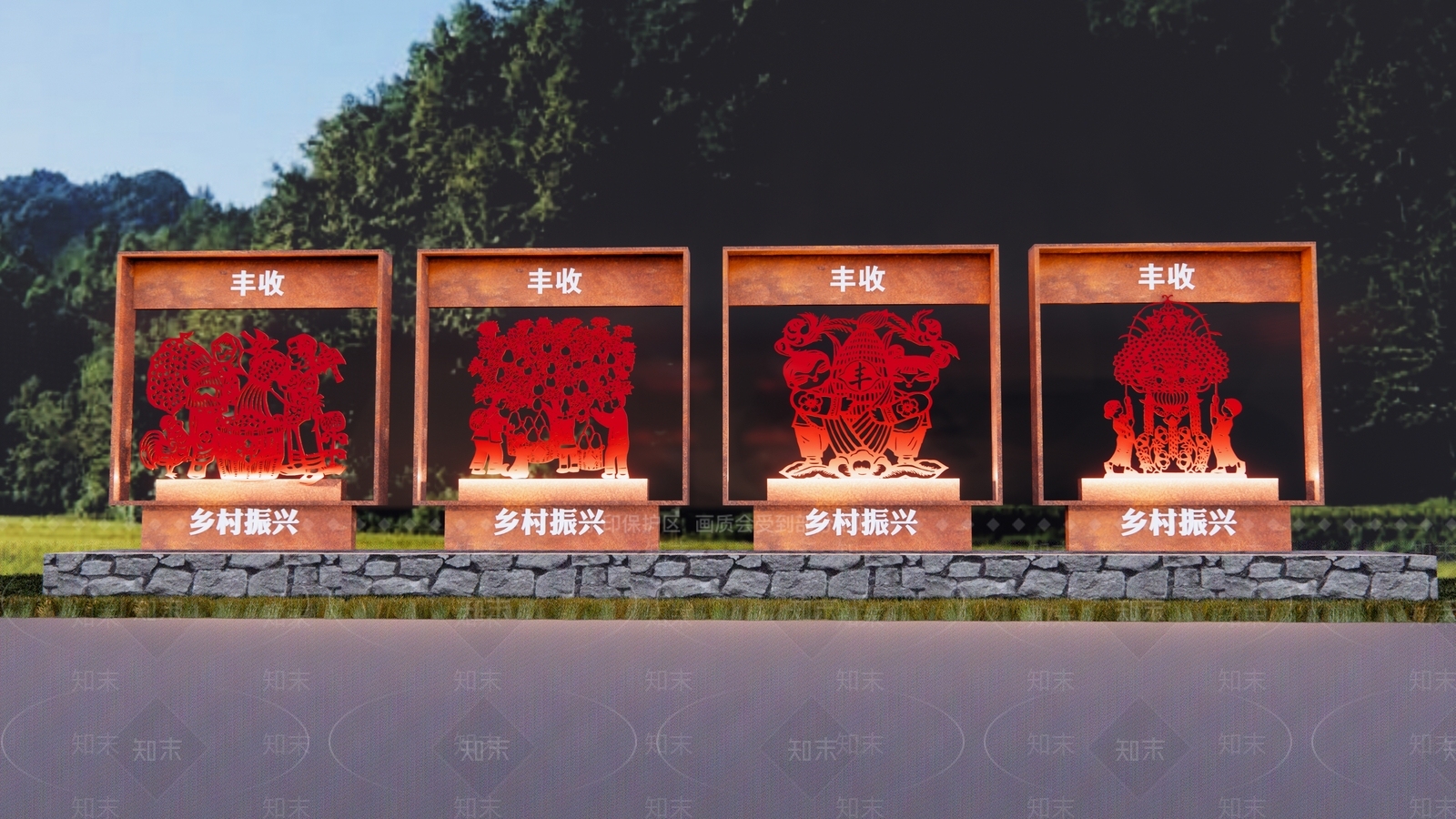 现代农耕雕塑小品SU模型下载【ID:1141769980】