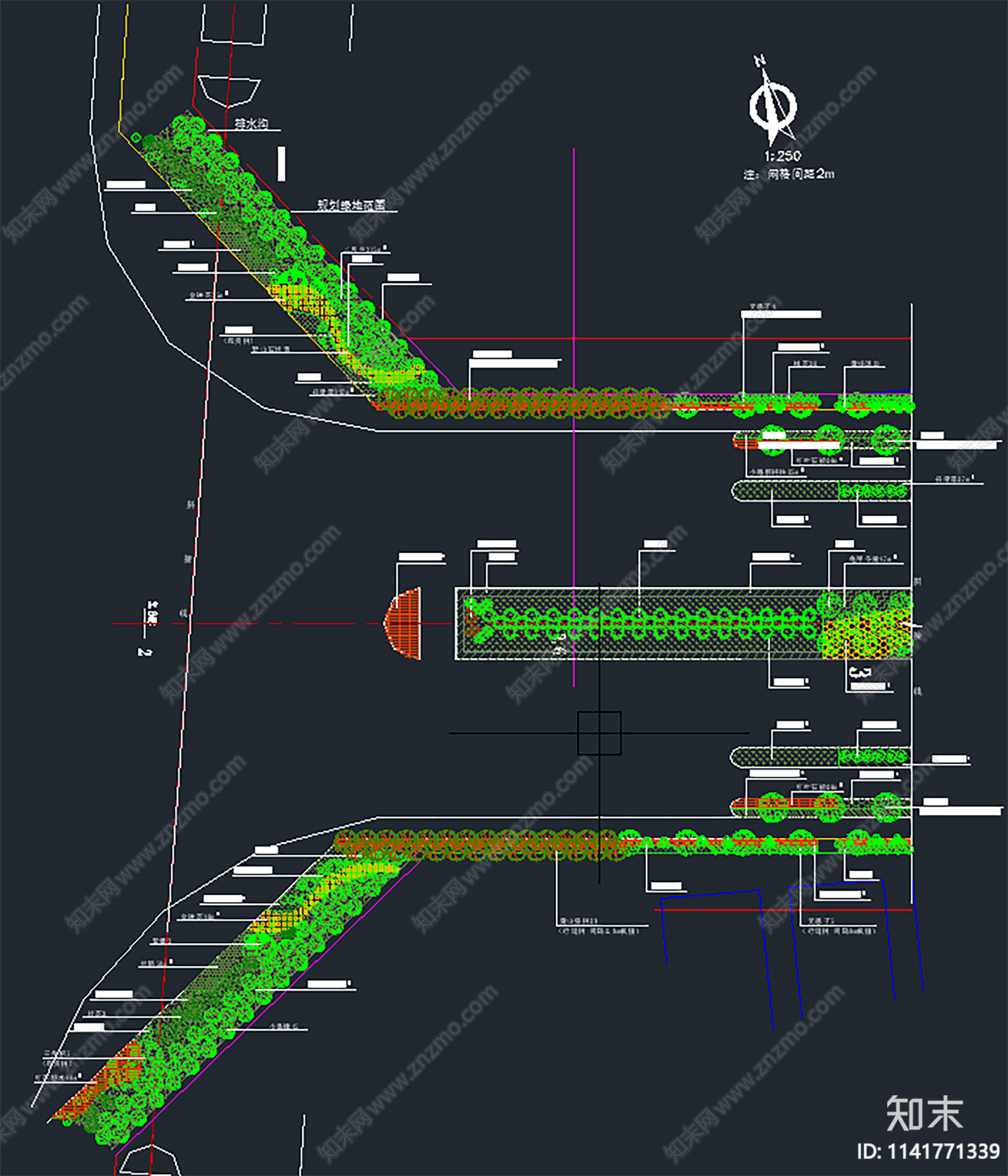 市政道路及绿化cad施工图下载【ID:1141771339】