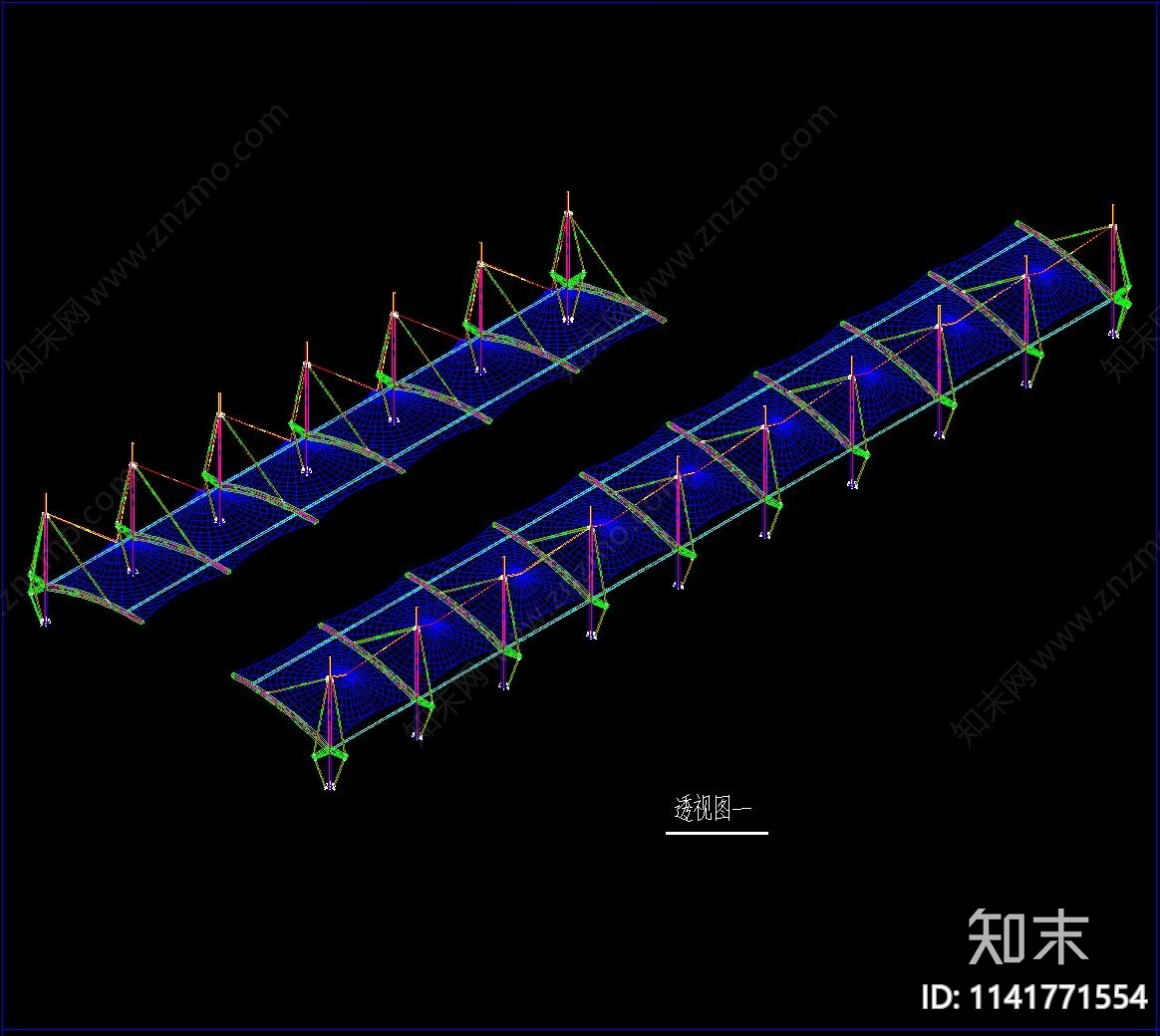 汽车棚钢结构cad施工图下载【ID:1141771554】