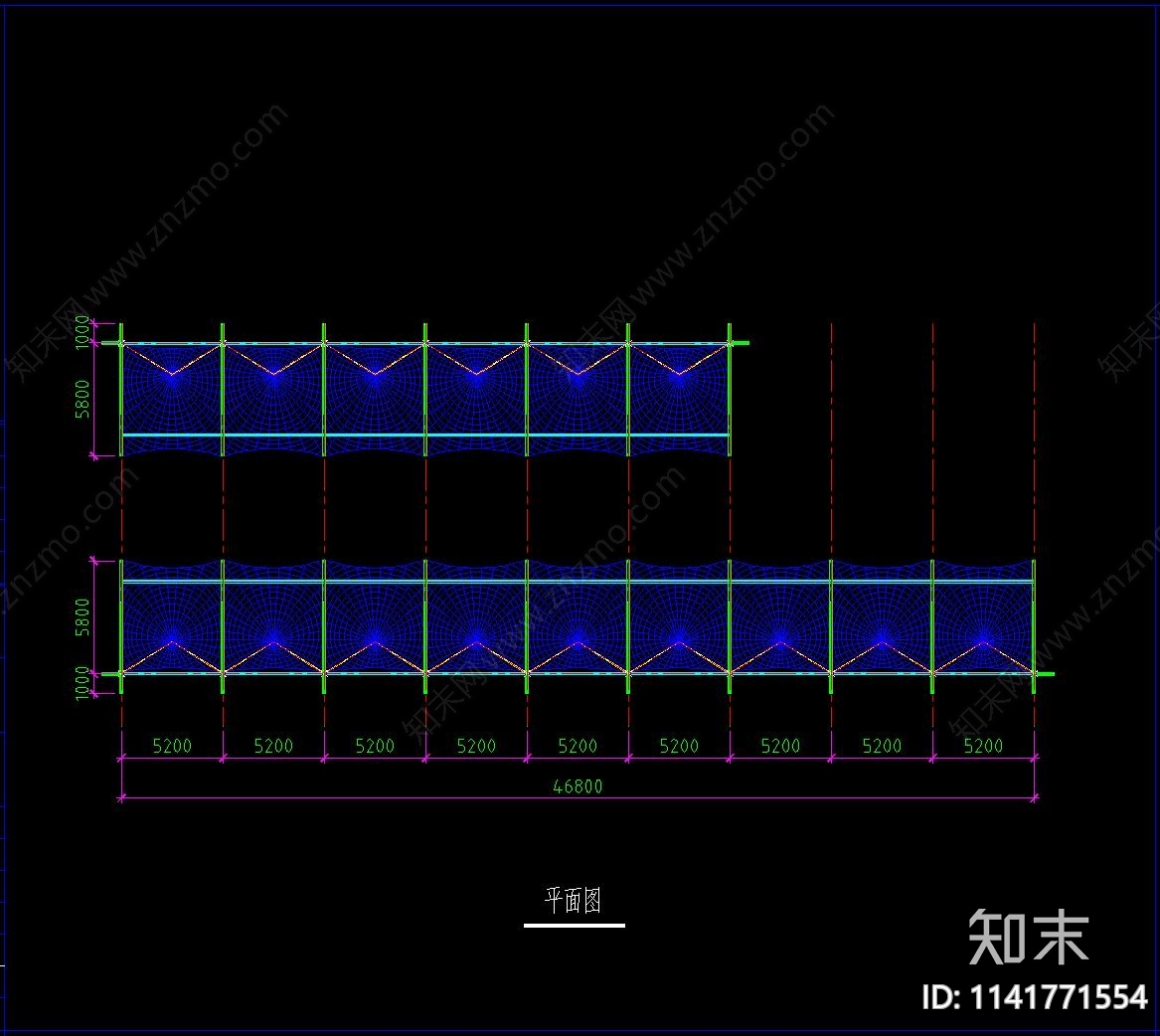 汽车棚钢结构cad施工图下载【ID:1141771554】