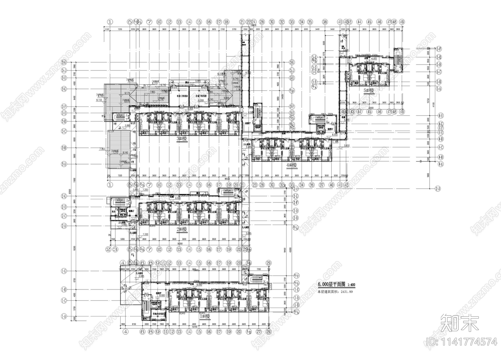 老年公寓建筑施工图下载【ID:1141774574】