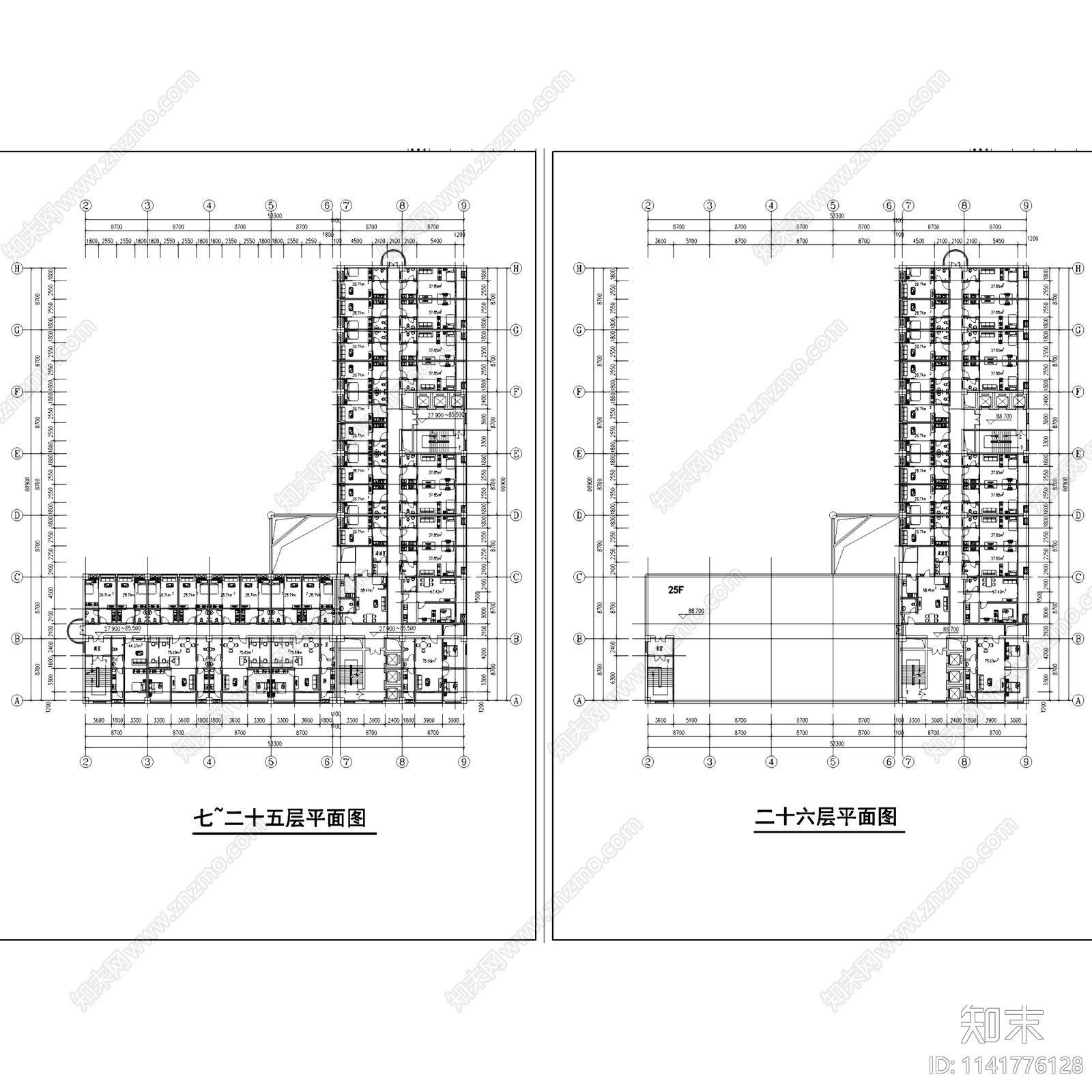 底层商场高层公寓商业住宅综合楼建筑cad施工图下载【ID:1141776128】