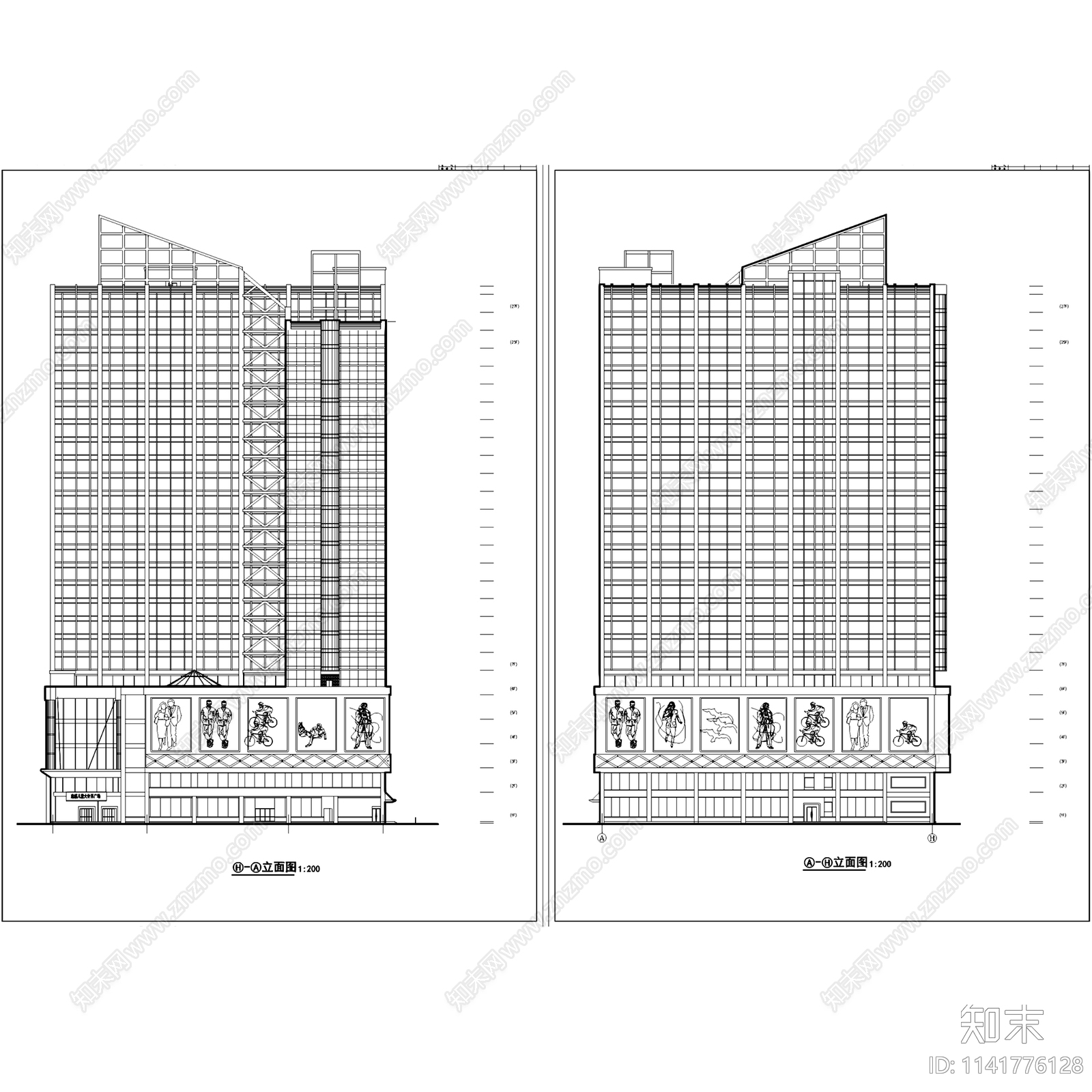 底层商场高层公寓商业住宅综合楼建筑cad施工图下载【ID:1141776128】