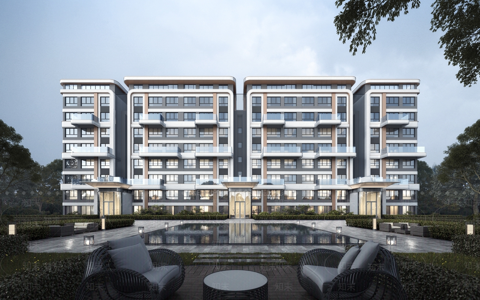 现代多层住宅3D模型下载【ID:1141777965】