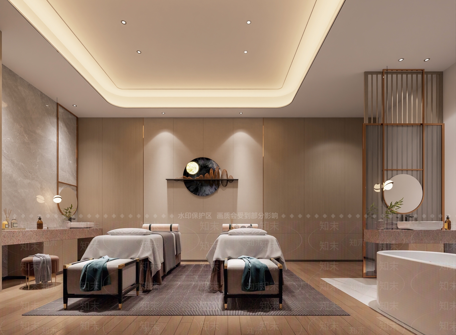 新中式美容SPA店3D模型下载【ID:1141776935】