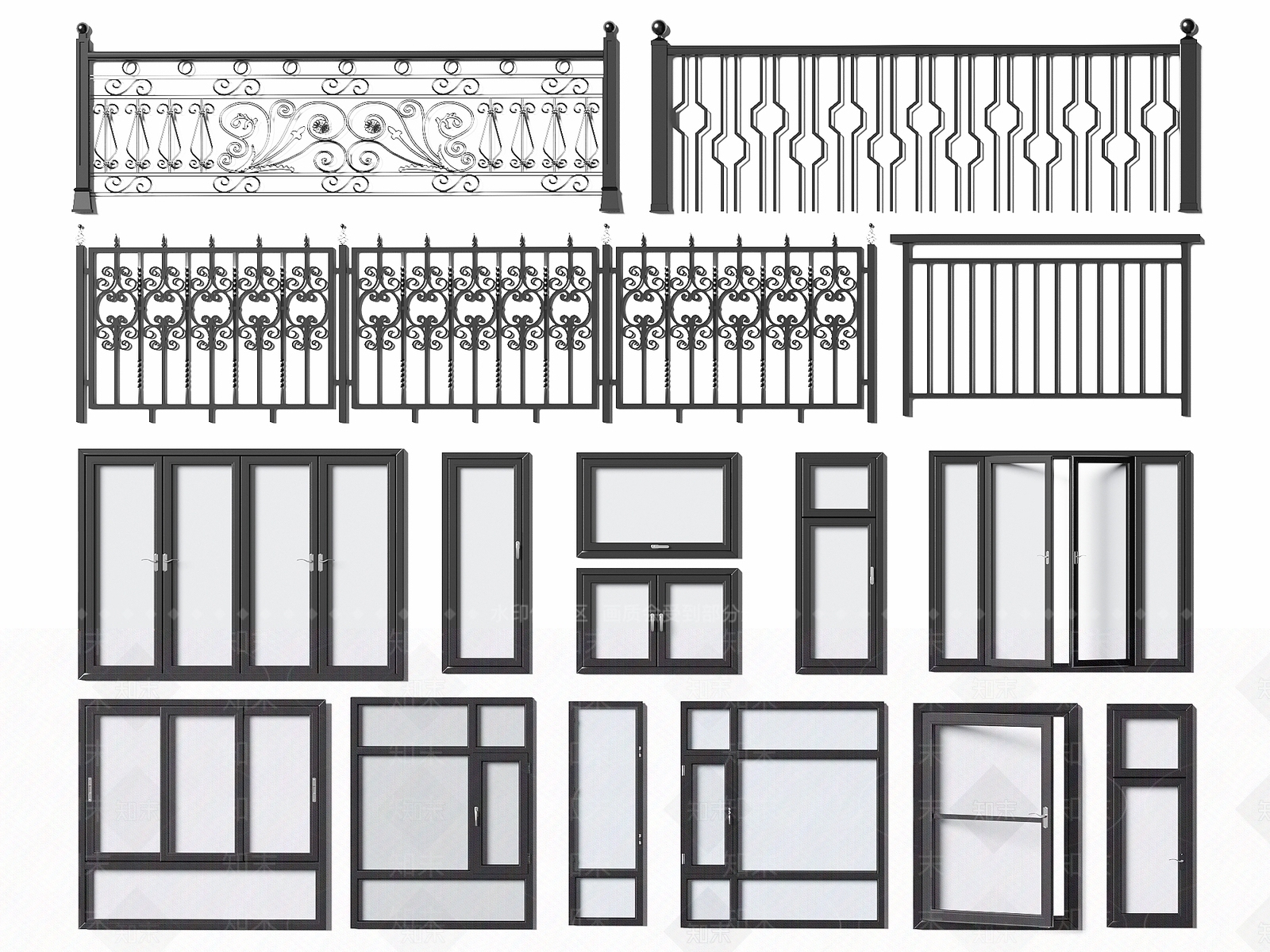 现代窗户平开窗3D模型下载【ID:1141779376】