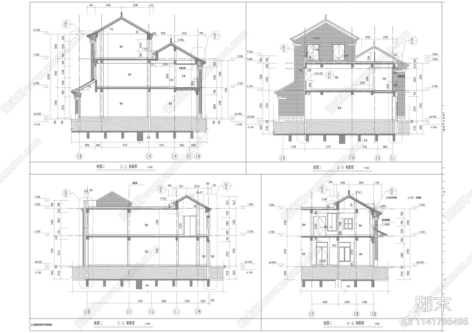 中式仿古商业街建筑cad施工图下载【ID:1141786496】