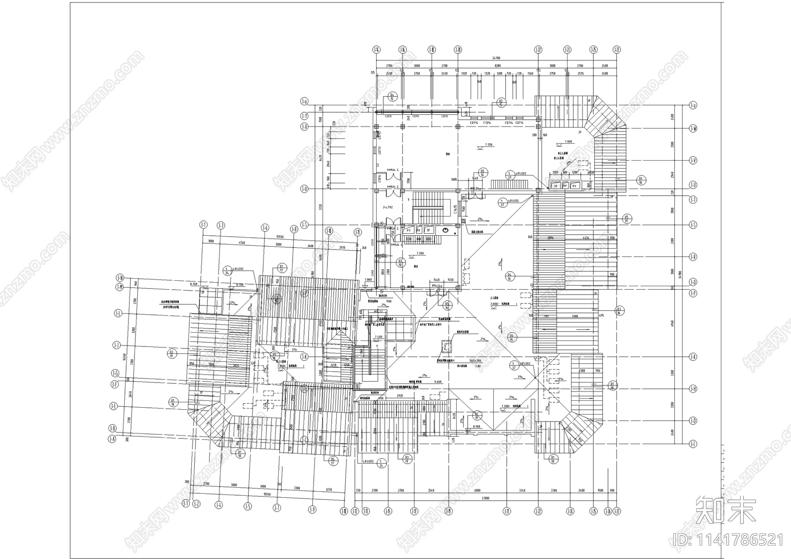 中式仿古商业街建筑cad施工图下载【ID:1141786521】