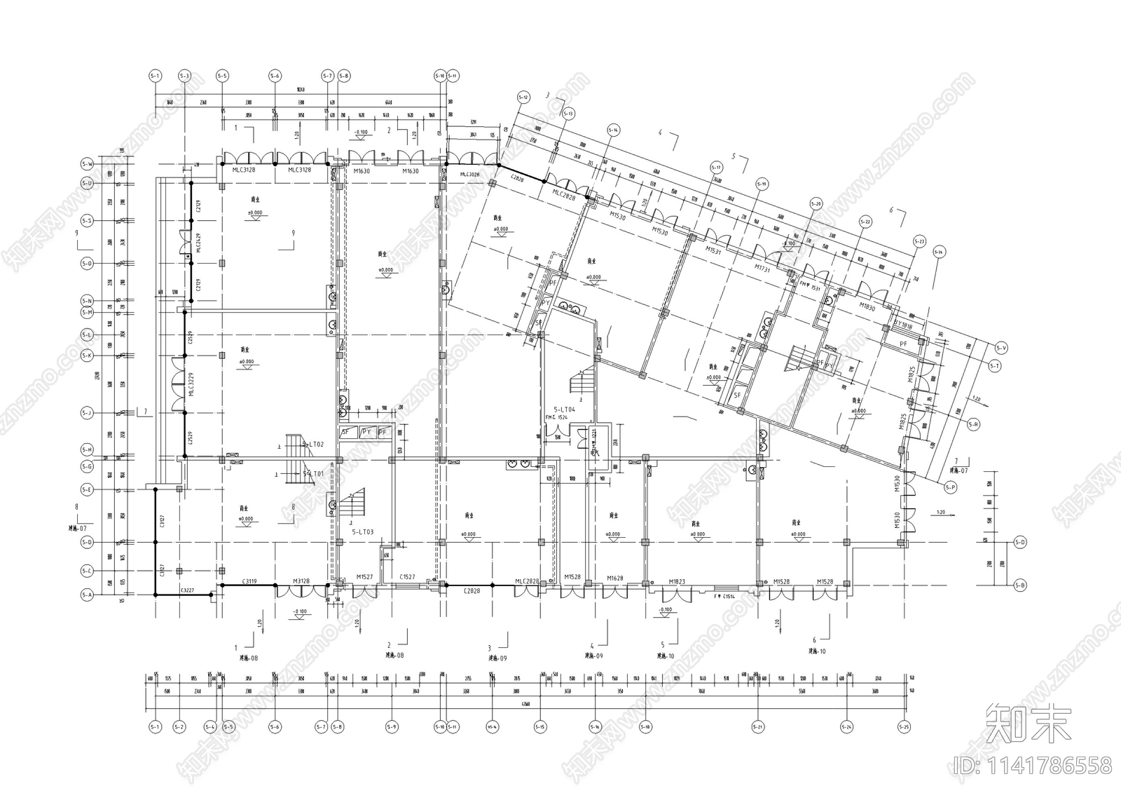 中式仿古商业街建筑cad施工图下载【ID:1141786558】