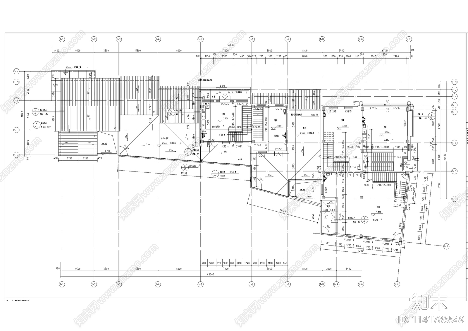 中式仿古商业街建筑cad施工图下载【ID:1141786549】