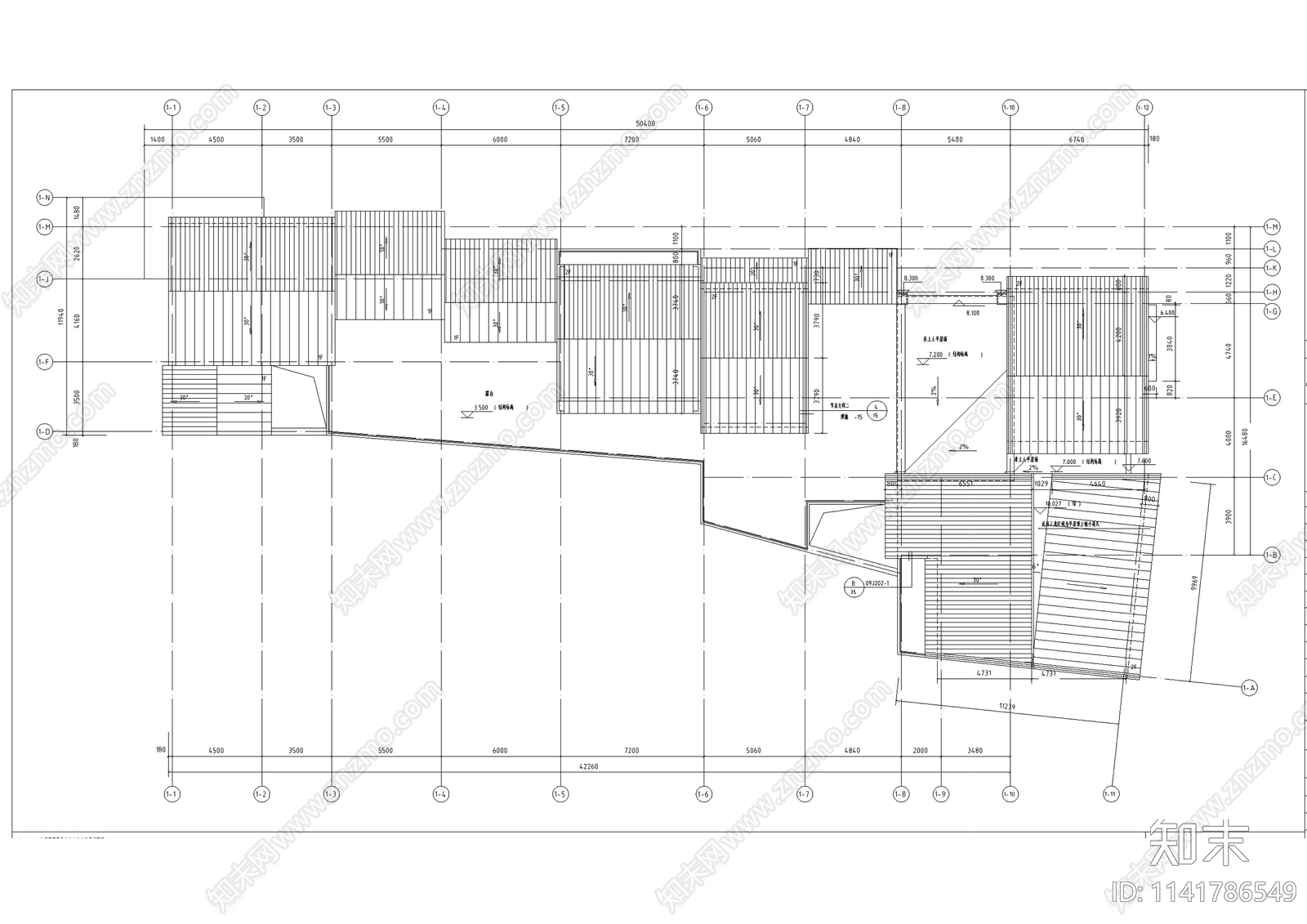 中式仿古商业街建筑cad施工图下载【ID:1141786549】