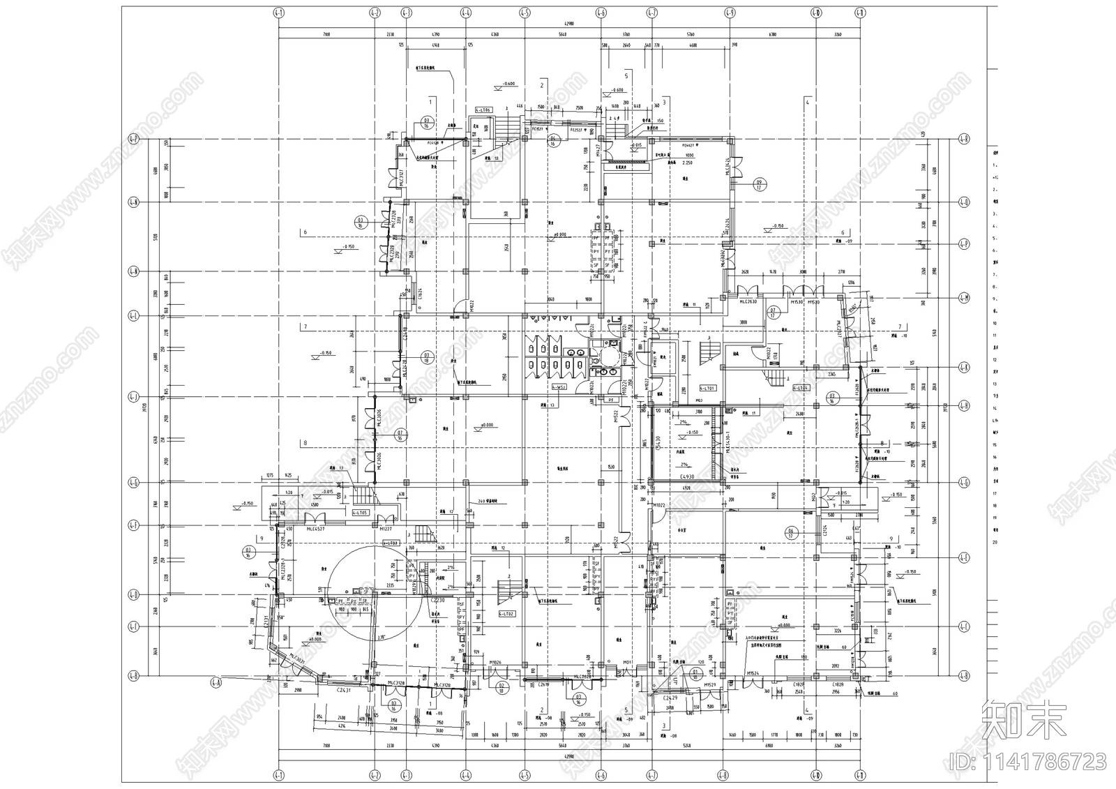 中式仿古商业街建筑cad施工图下载【ID:1141786723】