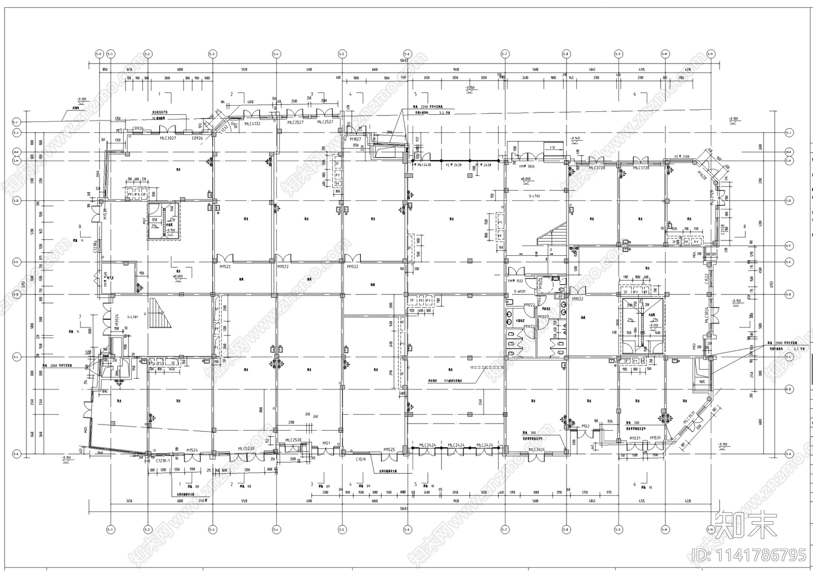 中式仿古商业街建筑cad施工图下载【ID:1141786795】