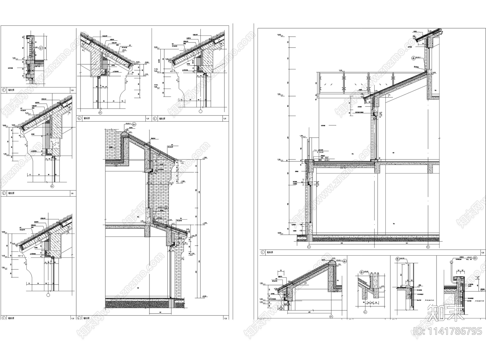 中式仿古商业街建筑cad施工图下载【ID:1141786795】