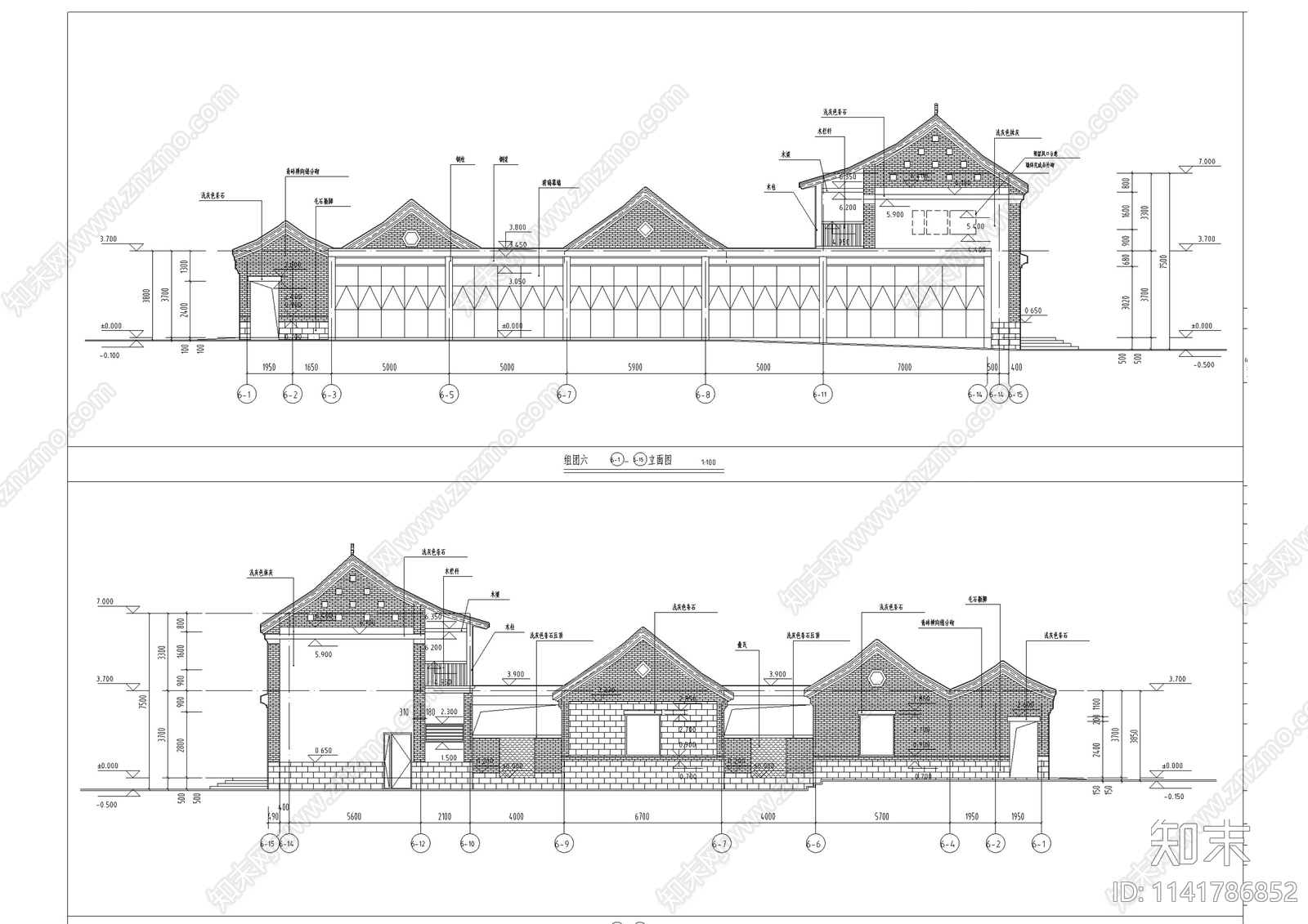 中式仿古民居展览馆建筑施工图下载【ID:1141786852】