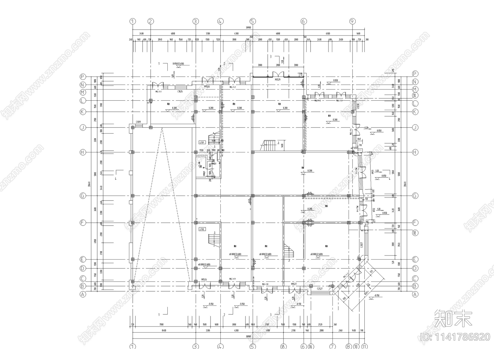 中式仿古商业街建筑cad施工图下载【ID:1141786920】