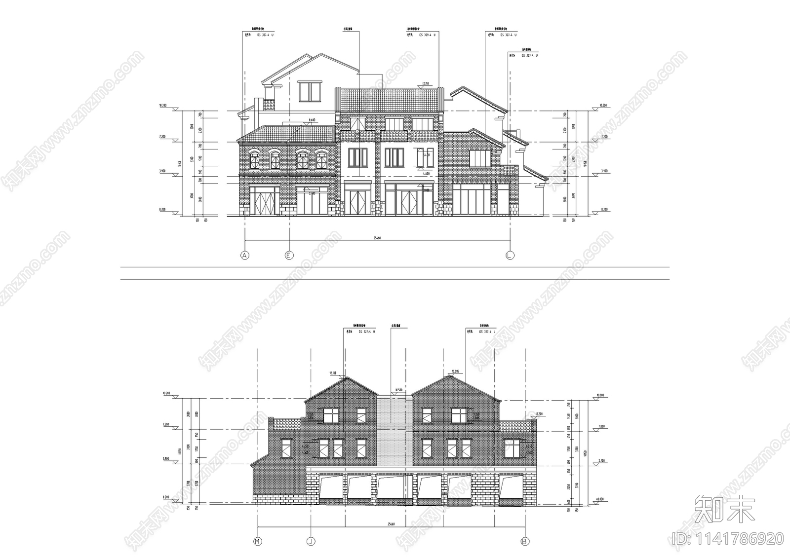 中式仿古商业街建筑cad施工图下载【ID:1141786920】