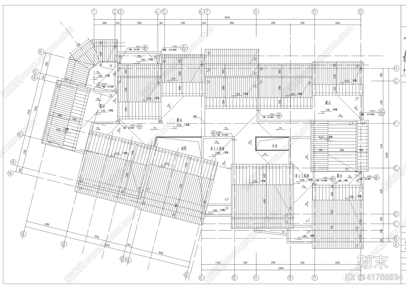 中式仿古商业街建筑cad施工图下载【ID:1141786934】