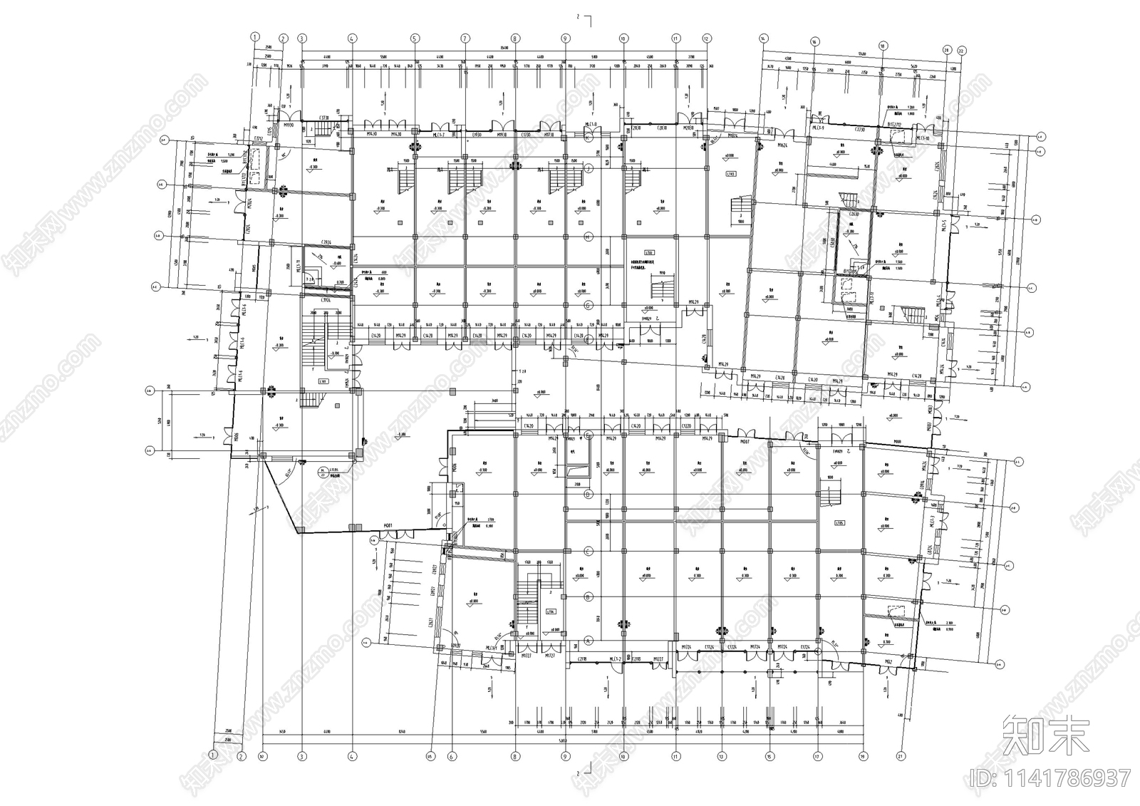 中式仿古商业街建筑cad施工图下载【ID:1141786937】