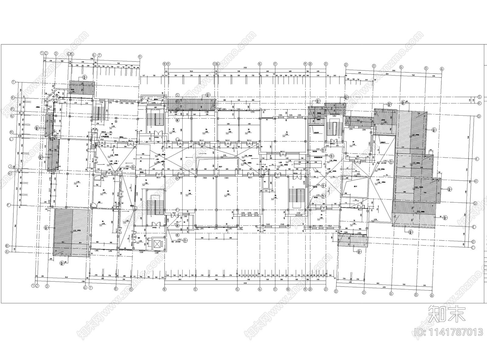 中式仿古商业街建筑cad施工图下载【ID:1141787013】