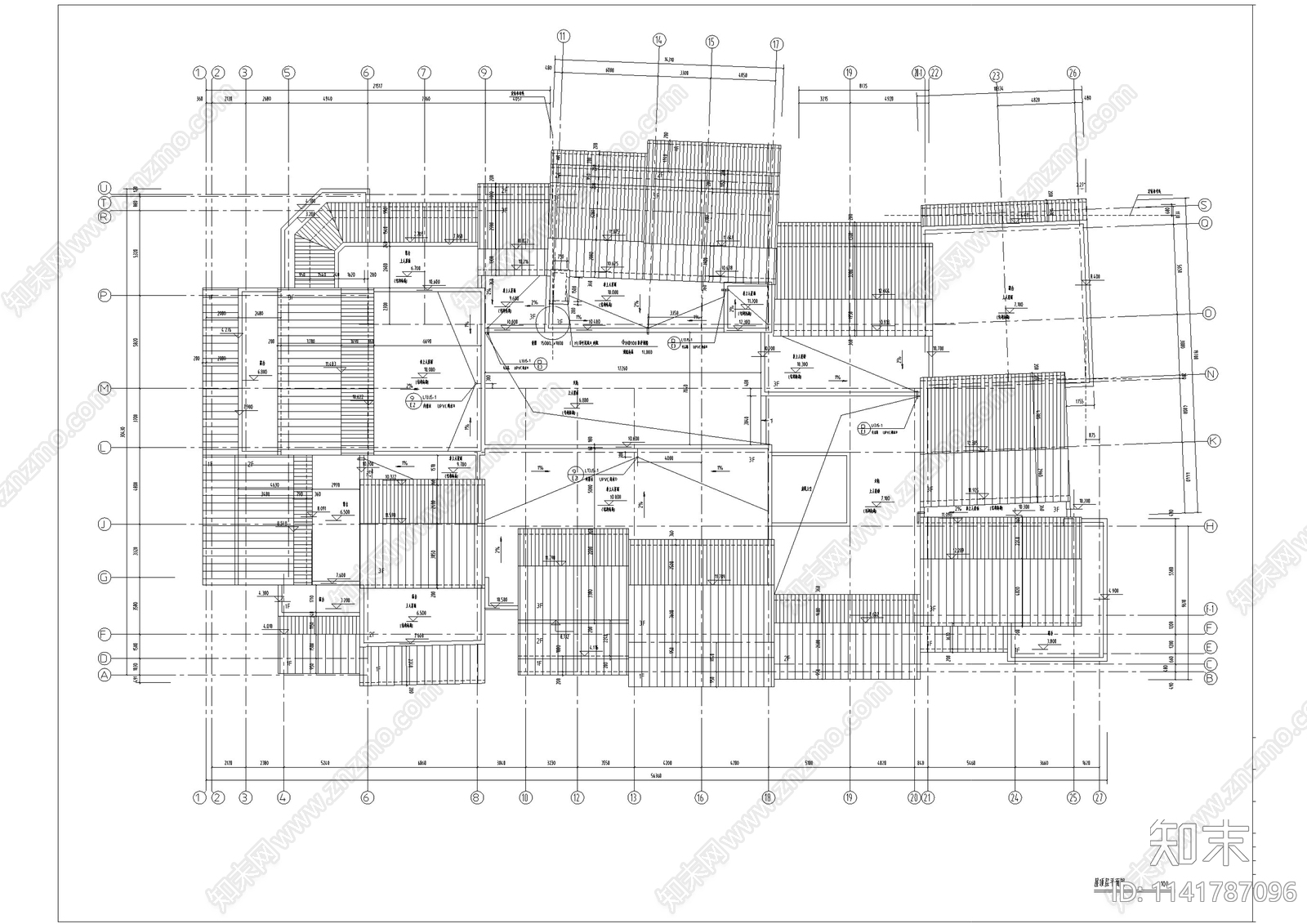 中式仿古商业街建筑cad施工图下载【ID:1141787096】