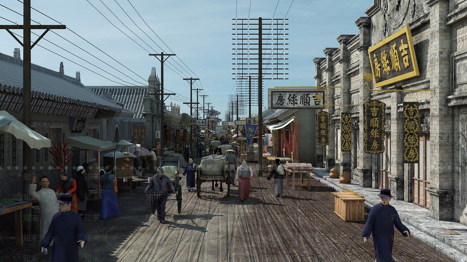 中式民国古街景3D模型下载【ID:1141789020】