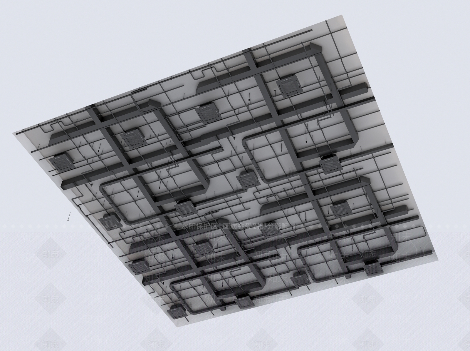 工业风格管道吊顶SU模型下载【ID:1141790061】