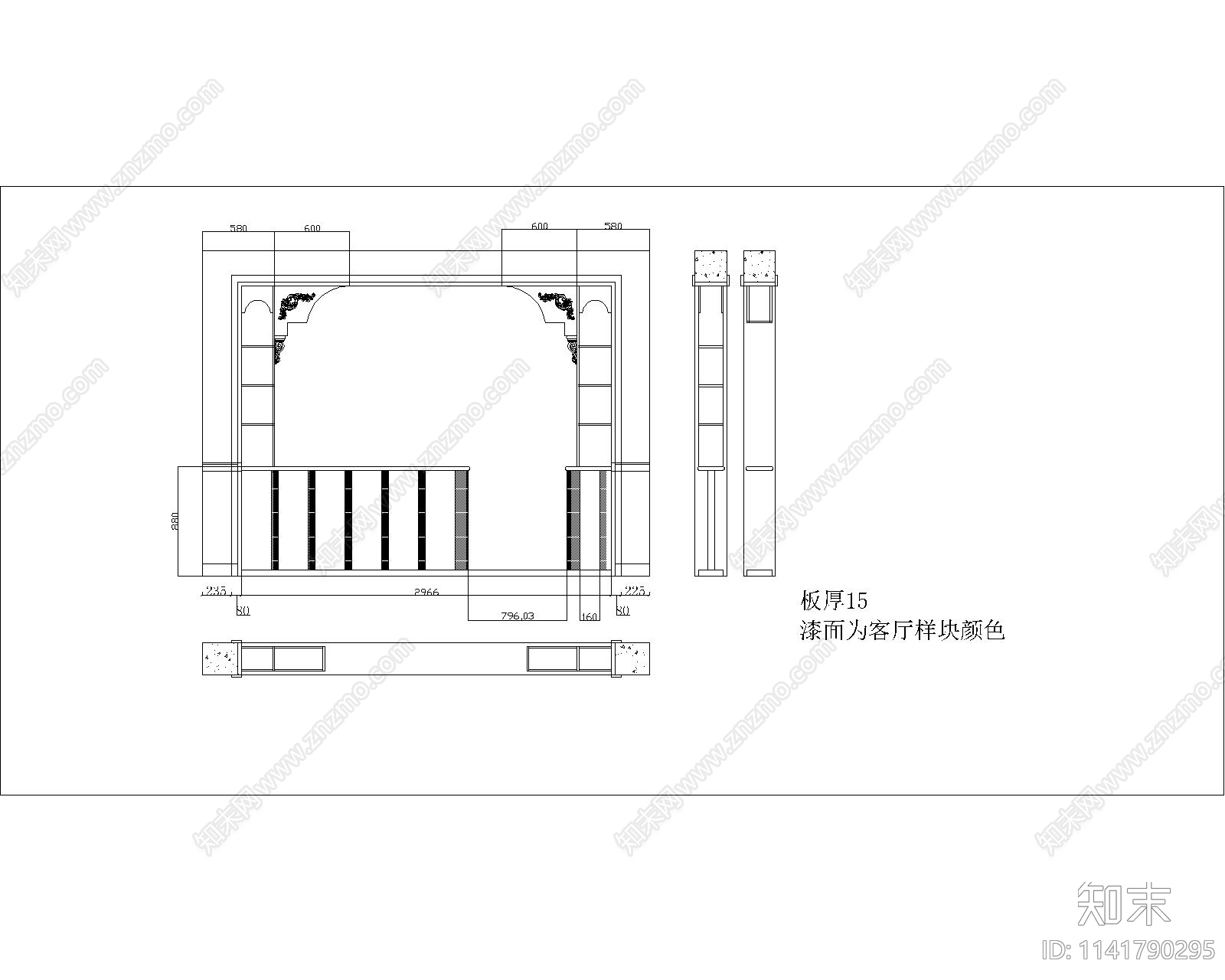 欧式实木垭口cad施工图下载【ID:1141790295】