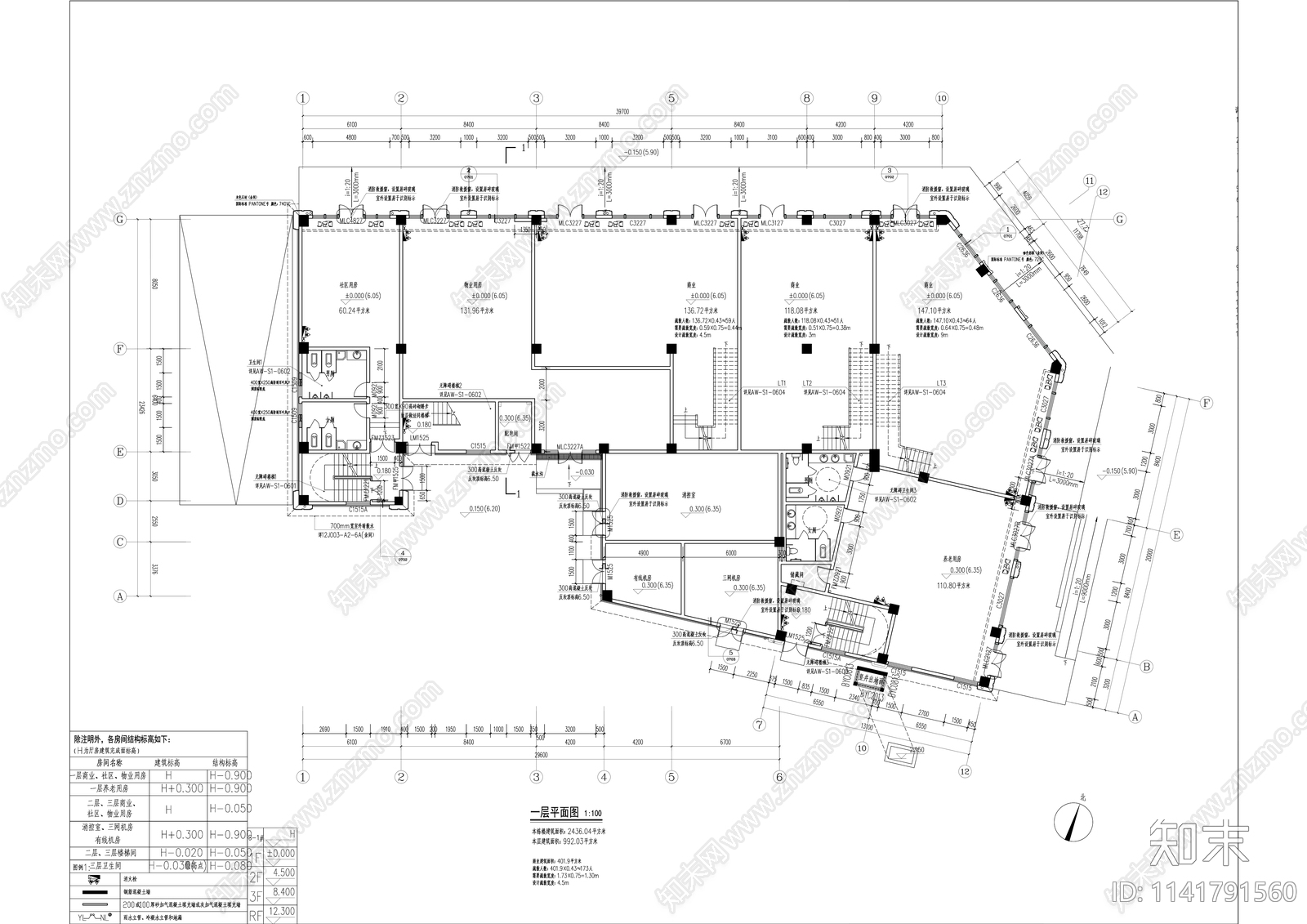 商业街建筑cad施工图下载【ID:1141791560】