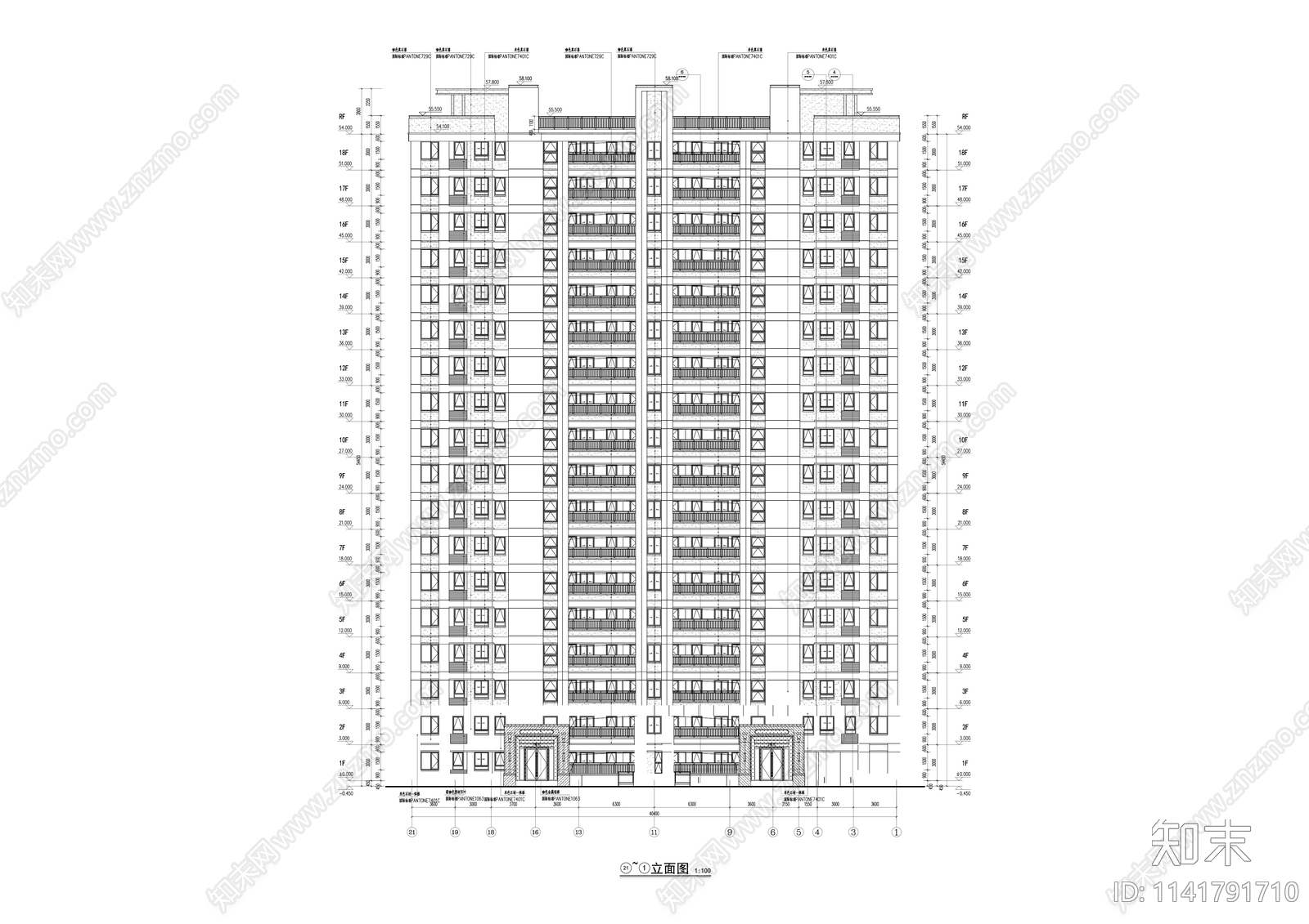 现代高层住宅小区建筑施工图下载【ID:1141791710】