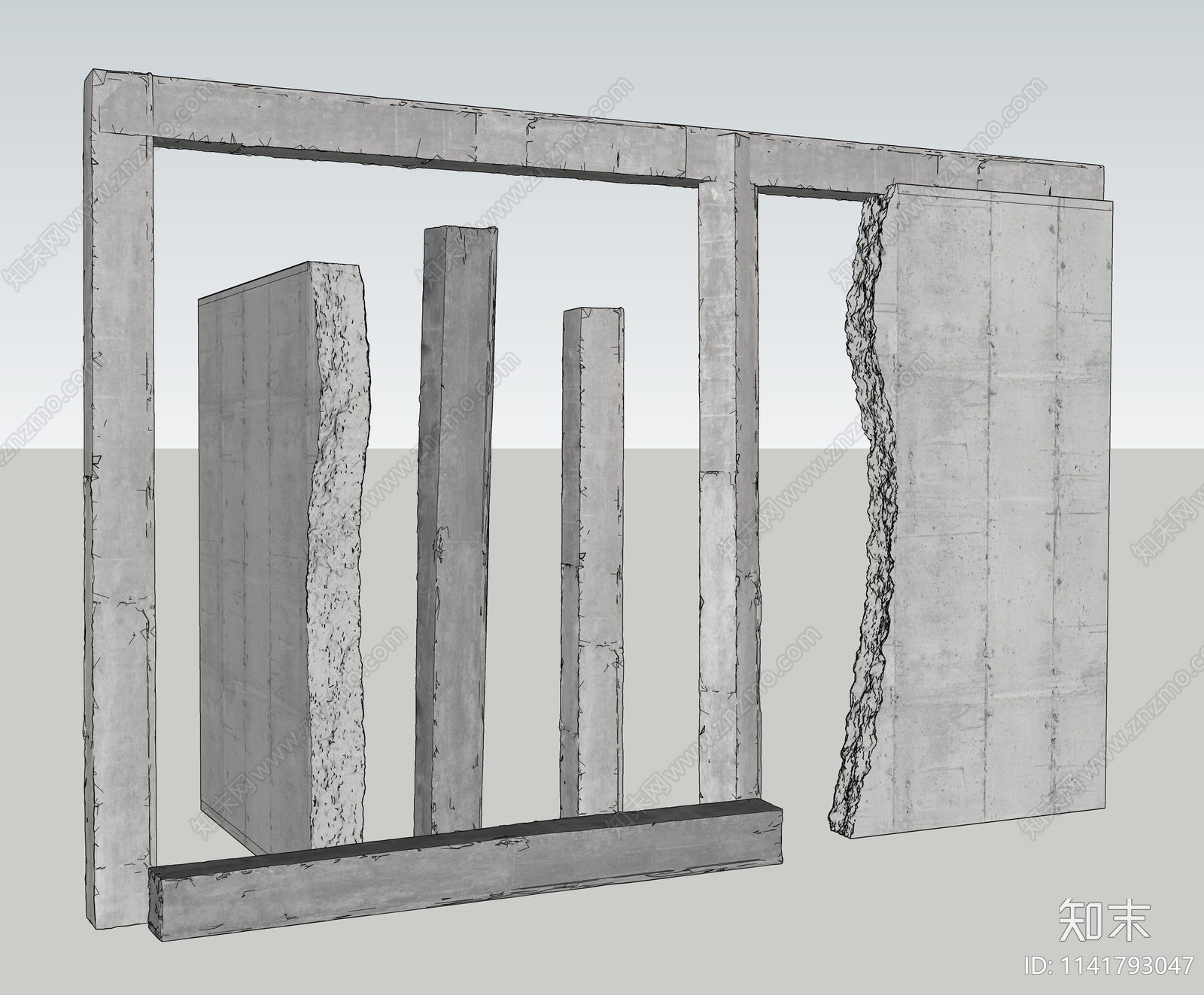 现代混凝土柱子SU模型下载【ID:1141793047】