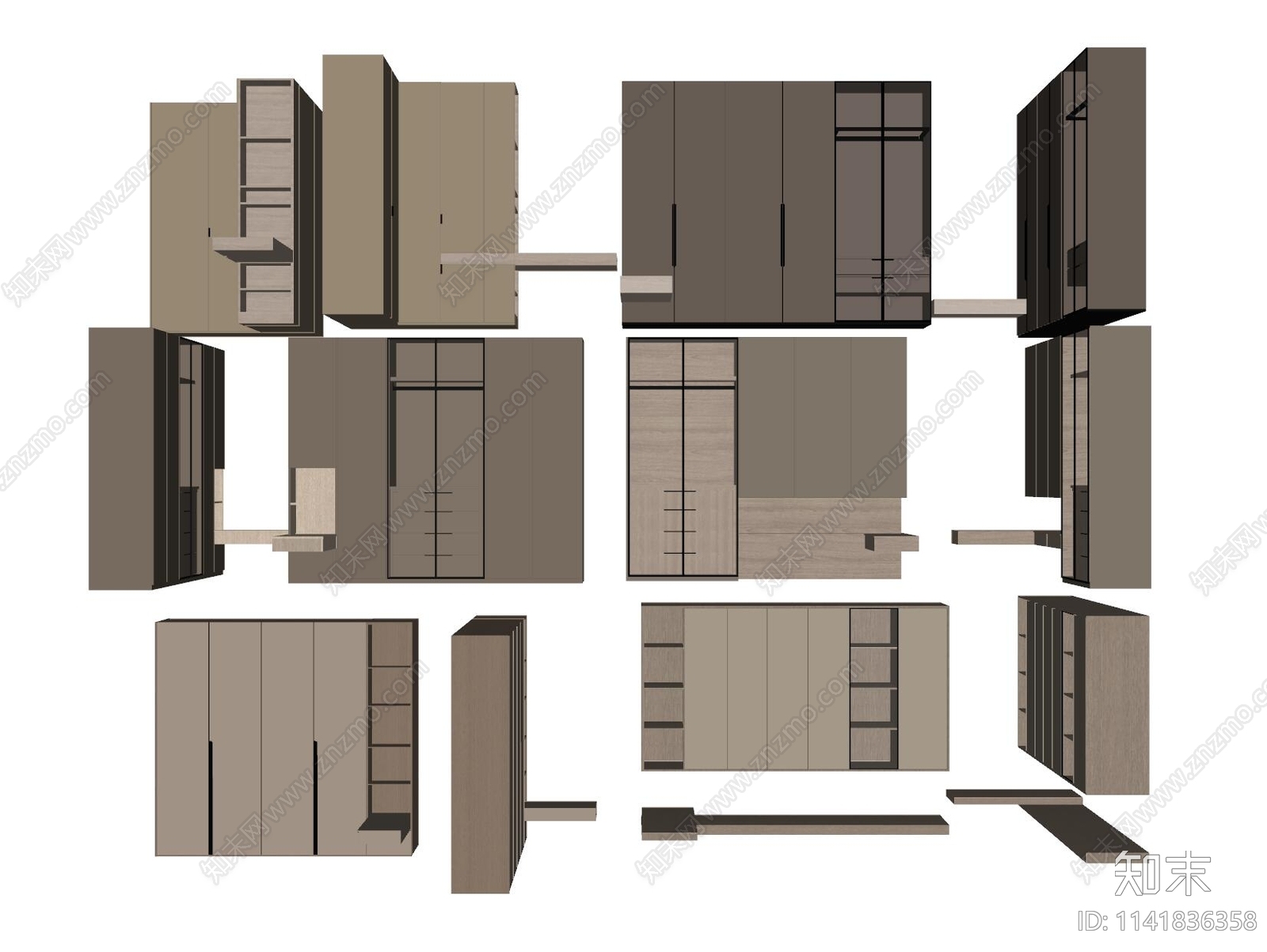 现代衣柜SU模型下载【ID:1141836358】