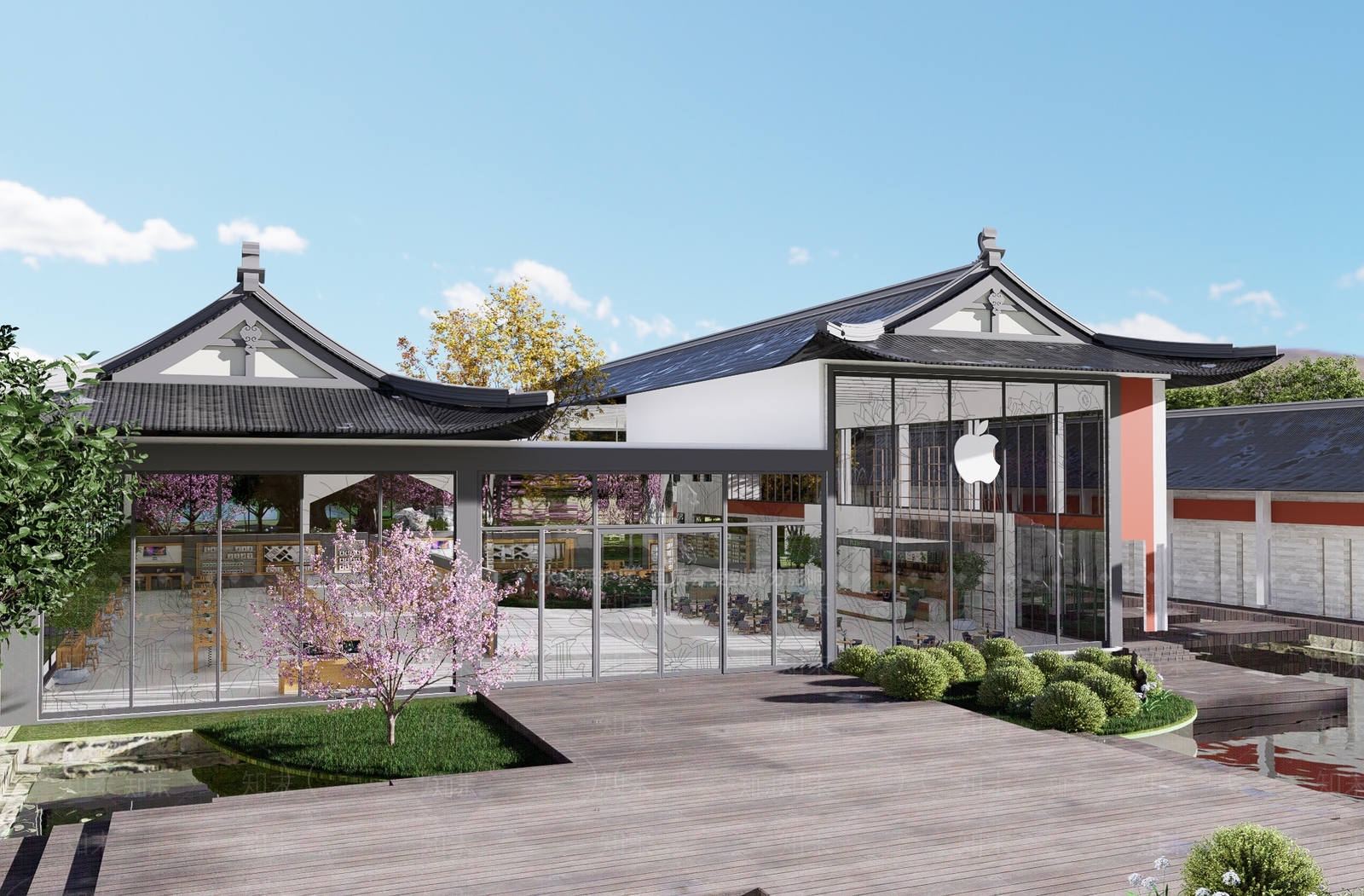 中式展览馆建筑SU模型下载【ID:1141800338】