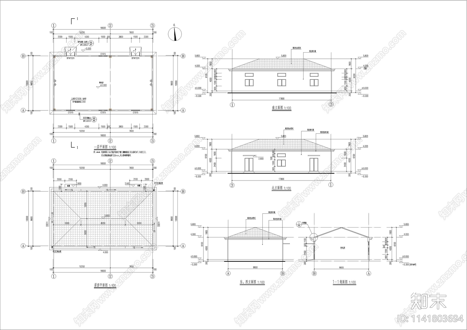 配电房建筑cad施工图下载【ID:1141803694】