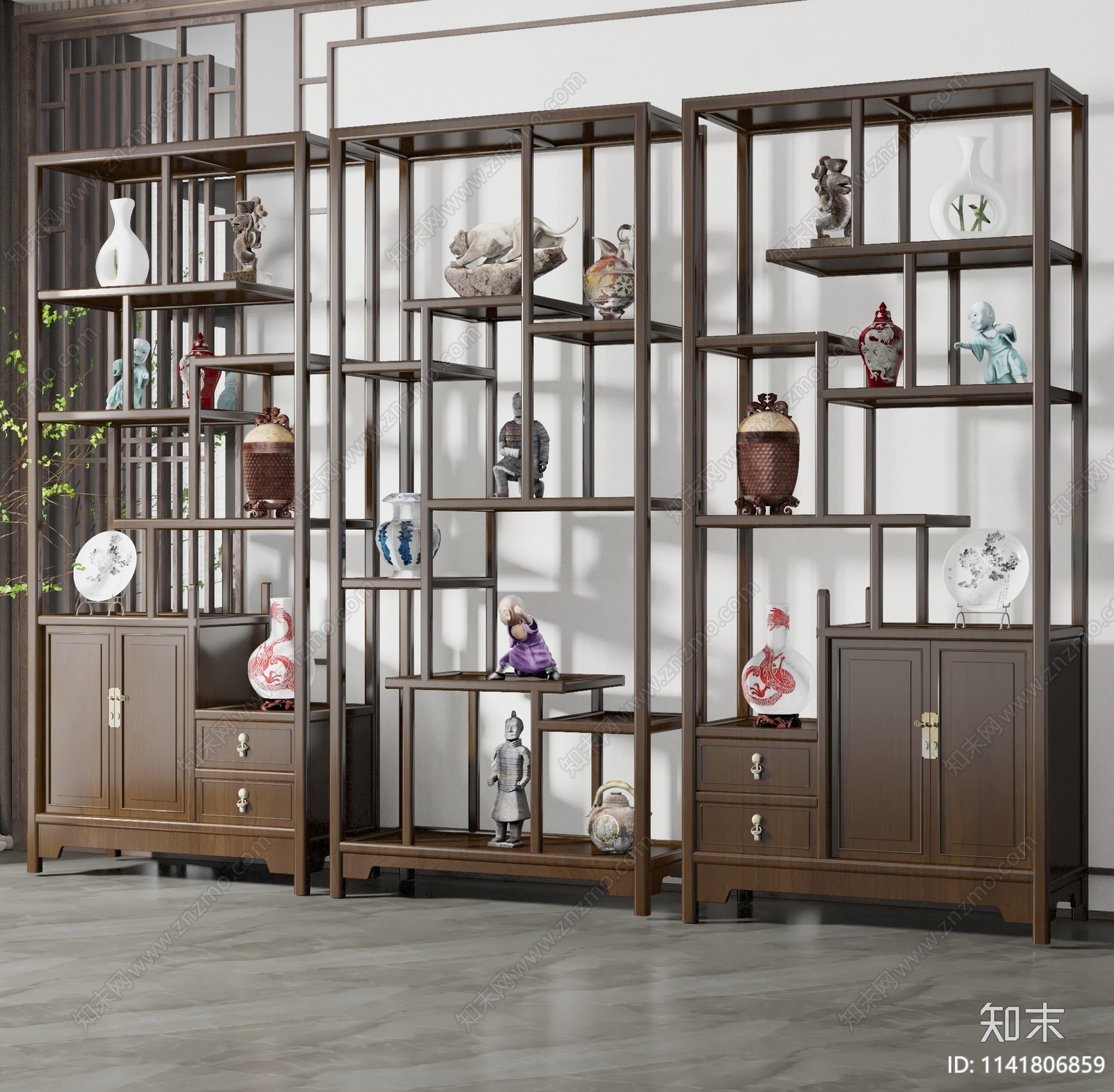 中式博古架SU模型下载【ID:1141806859】_知末su模型网