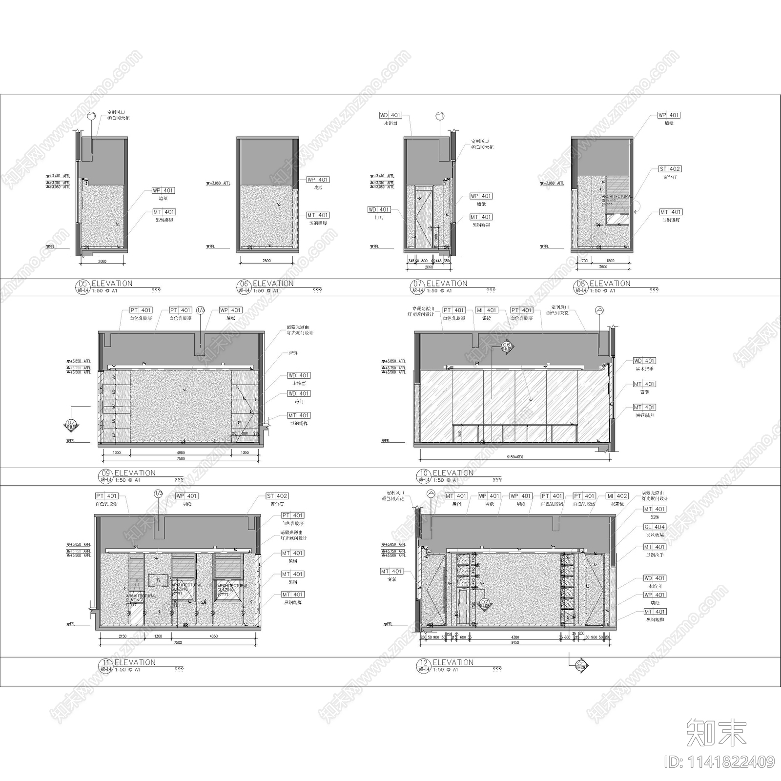 酒店康体中心室内全套cad施工图下载【ID:1141822409】