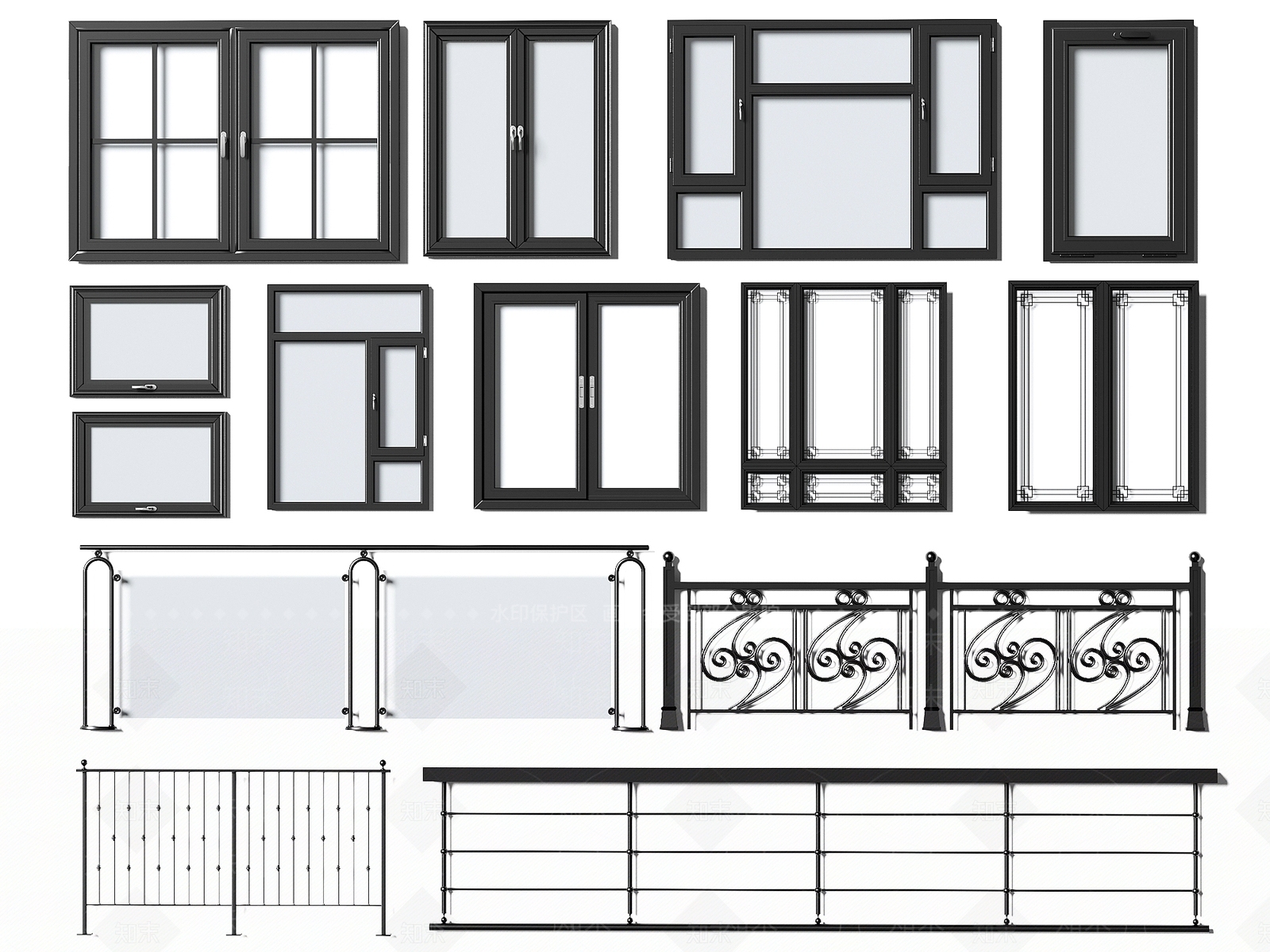 现代窗户平开窗3D模型下载【ID:1141827214】