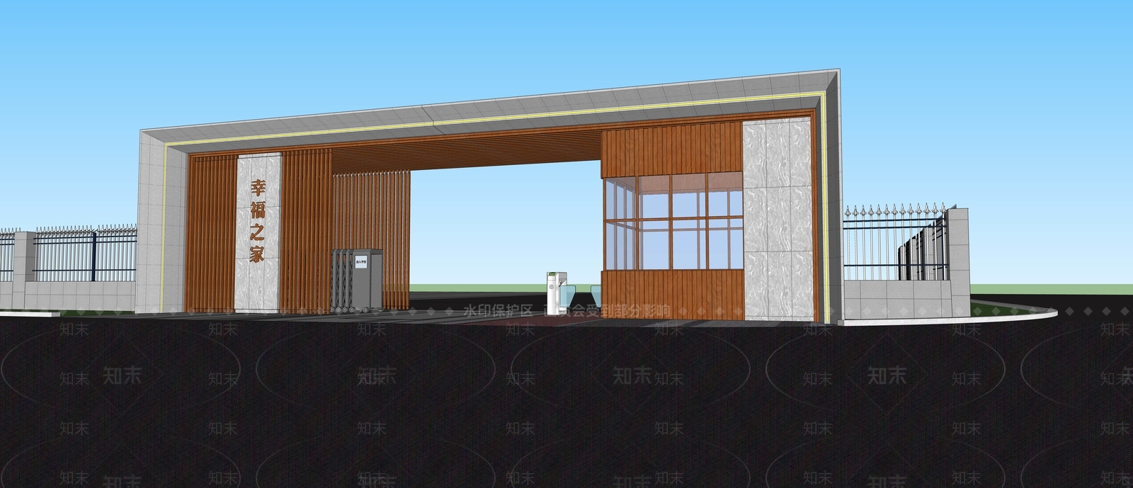 现代入口大门SU模型下载【ID:1141827500】