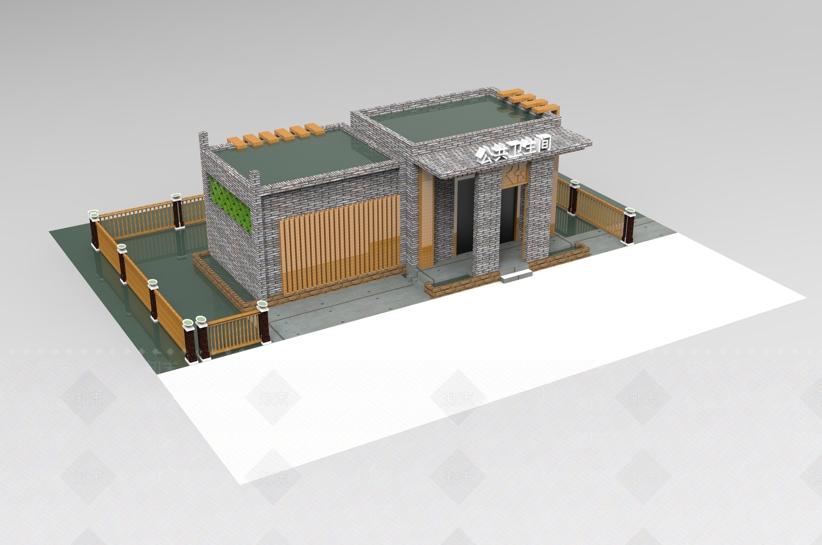 新中式厕所建筑SU模型下载【ID:1141828586】