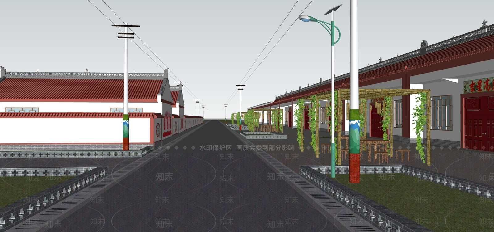 现代美丽乡村道路SU模型下载【ID:1141848133】