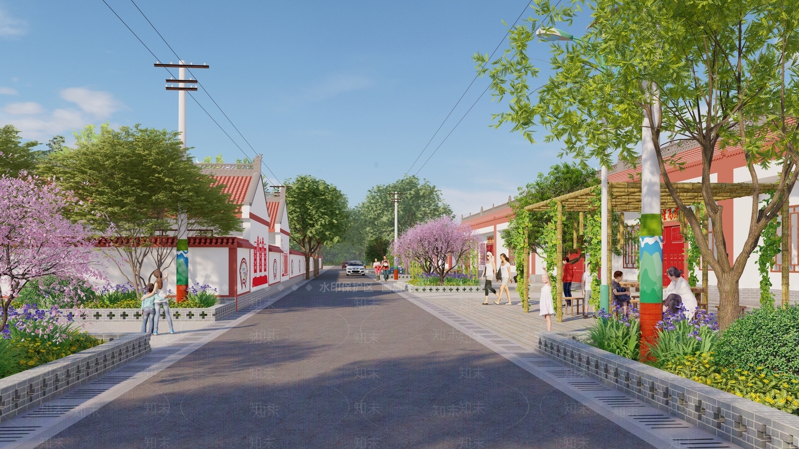 现代美丽乡村道路SU模型下载【ID:1141848133】