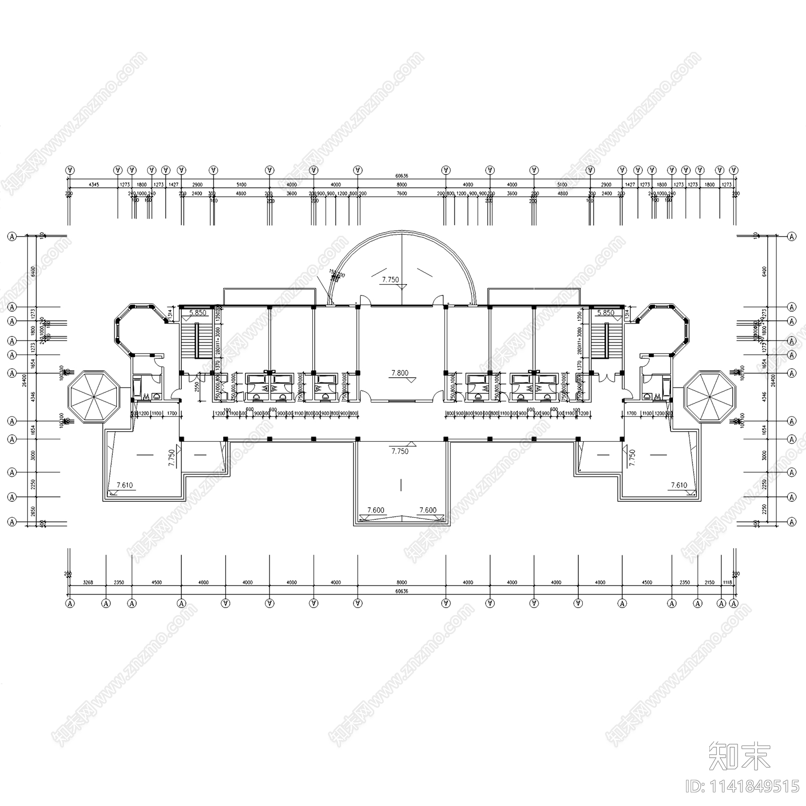 欧式远乐邦辉会所建筑cad施工图下载【ID:1141849515】