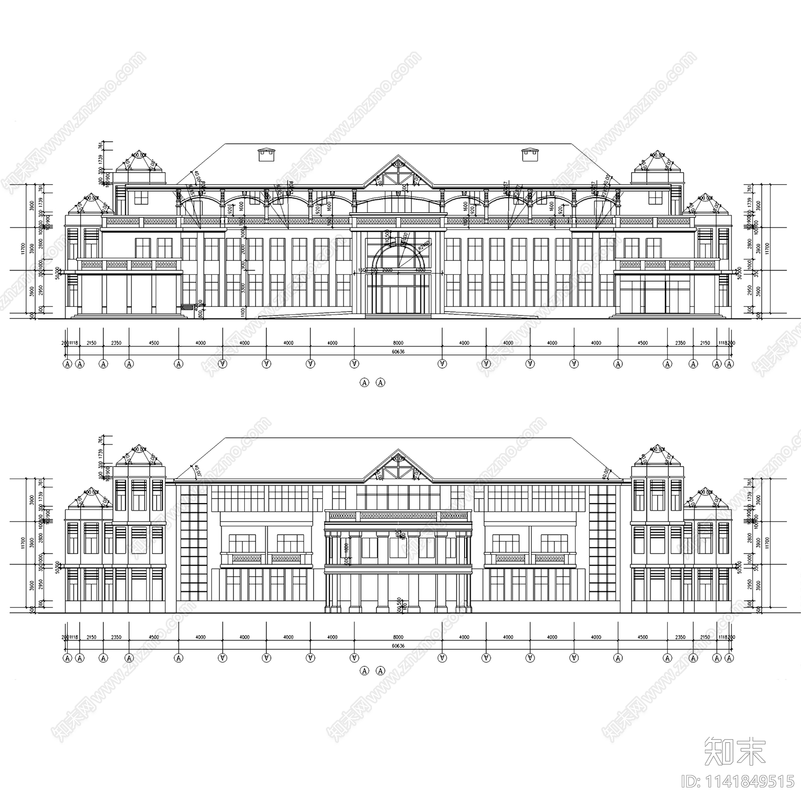 欧式远乐邦辉会所建筑cad施工图下载【ID:1141849515】