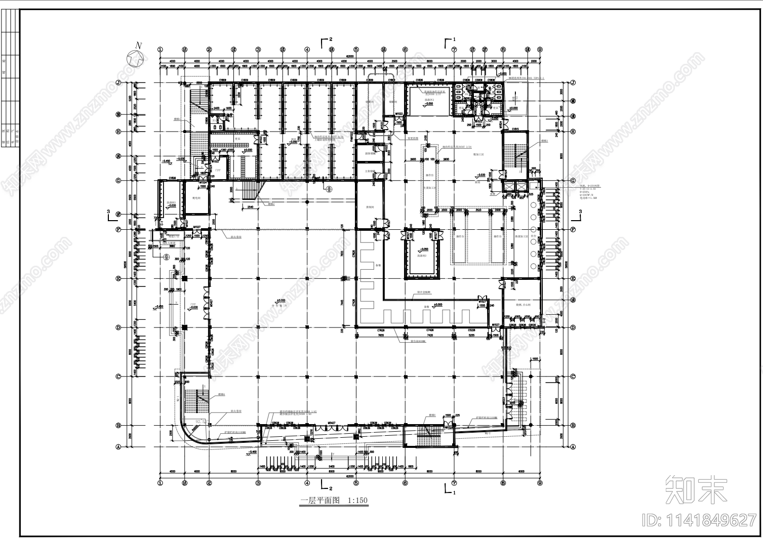 学校食堂建筑cad施工图下载【ID:1141849627】