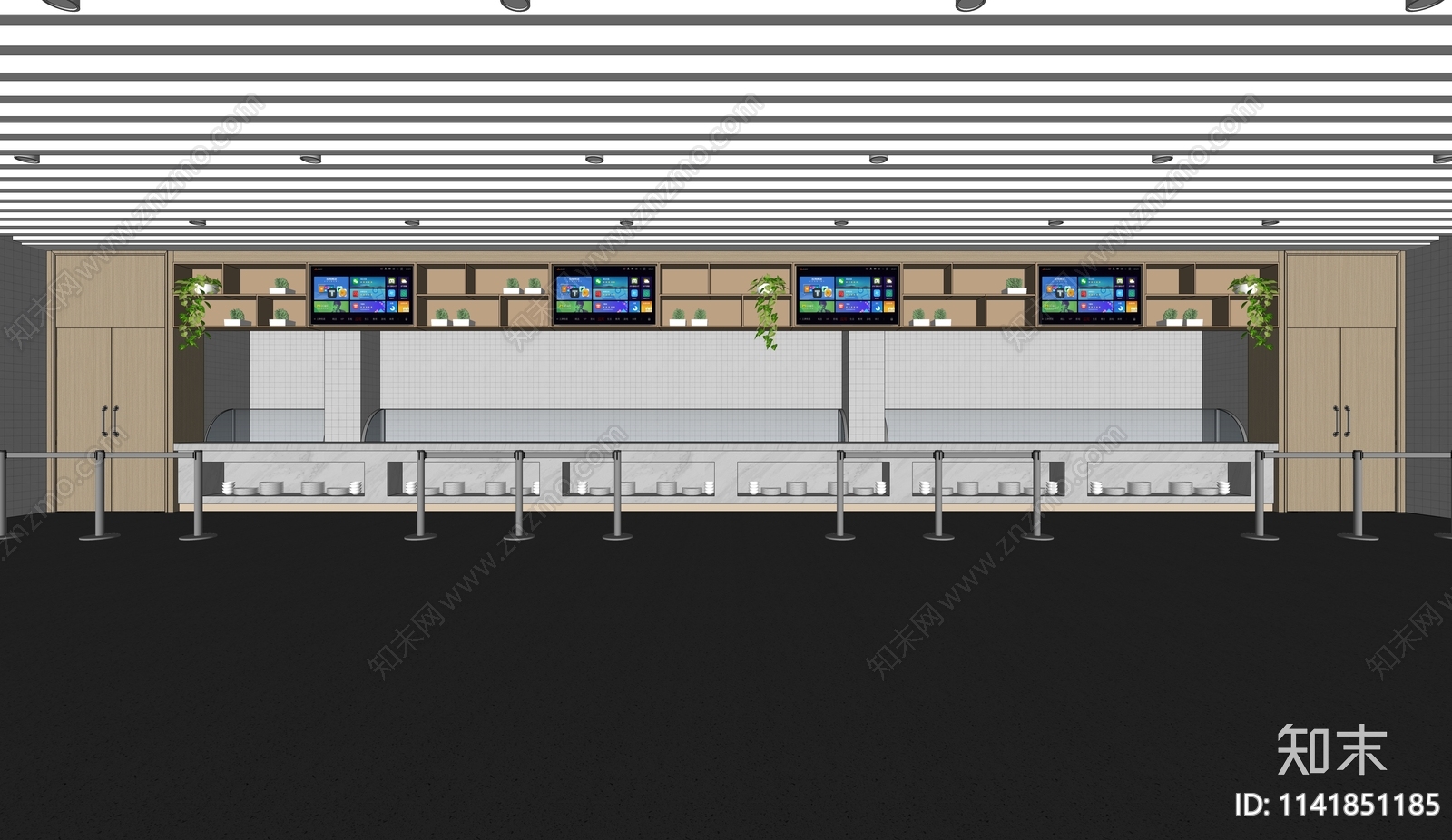 现代员工食堂窗口SU模型下载【ID:1141851185】