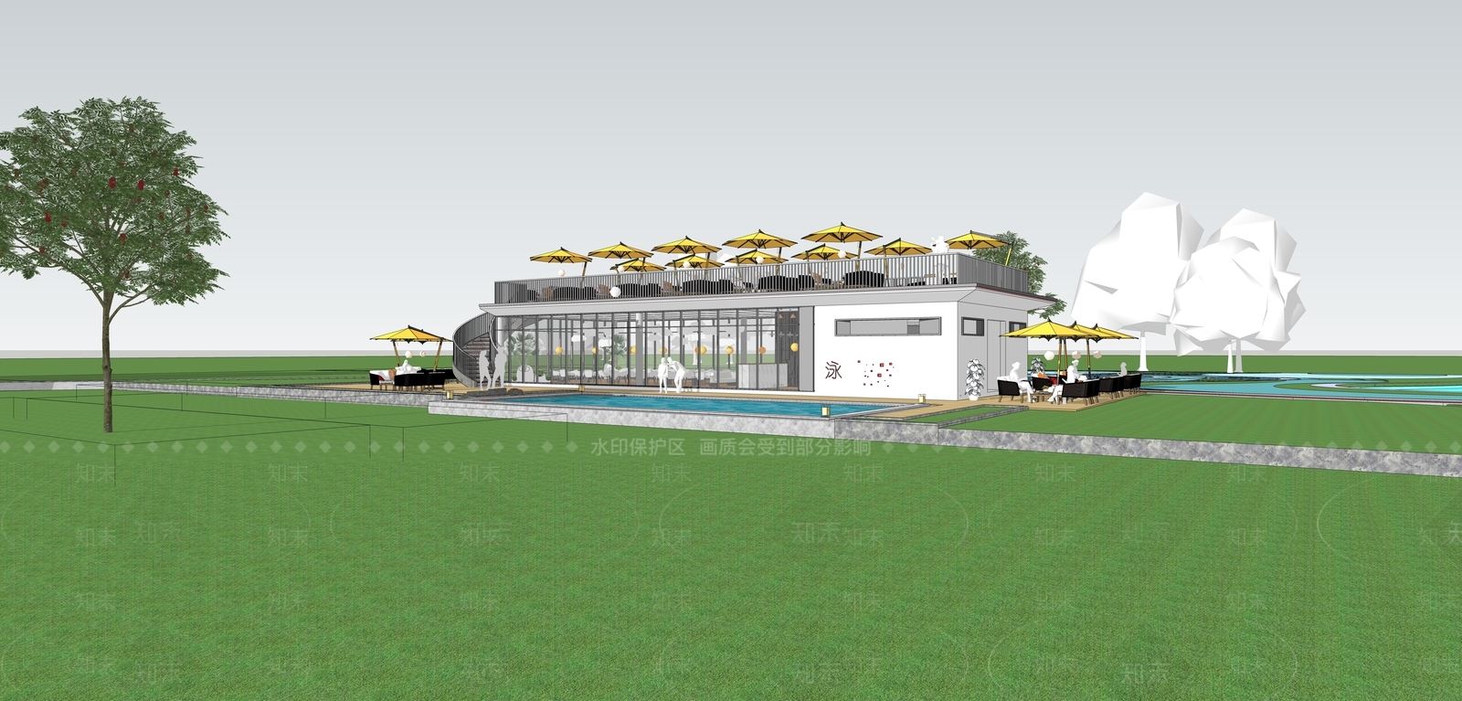 现代餐饮建筑SU模型下载【ID:1141853464】