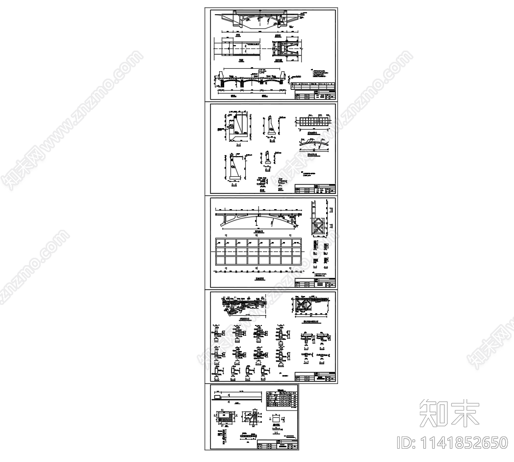 16米钢筋桁架拱桥结构配筋cad施工图下载【ID:1141852650】